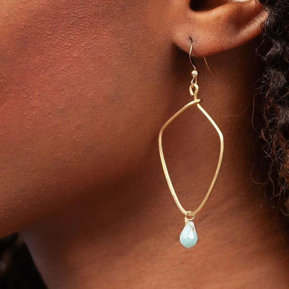 Kayah Li Hammered Brass and Amazonite Earrings