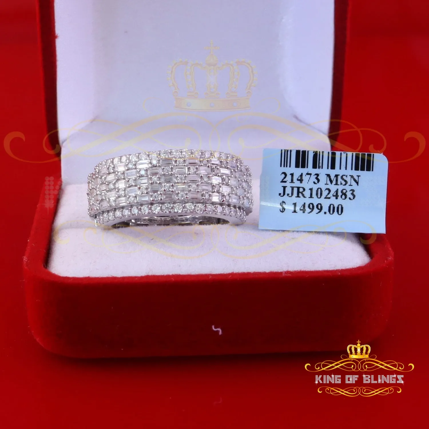 King of Bling's Band Rings White 925 Sterling Silver 4.00ct VVS 'D' Moissanite SZ 7 Women/Mens