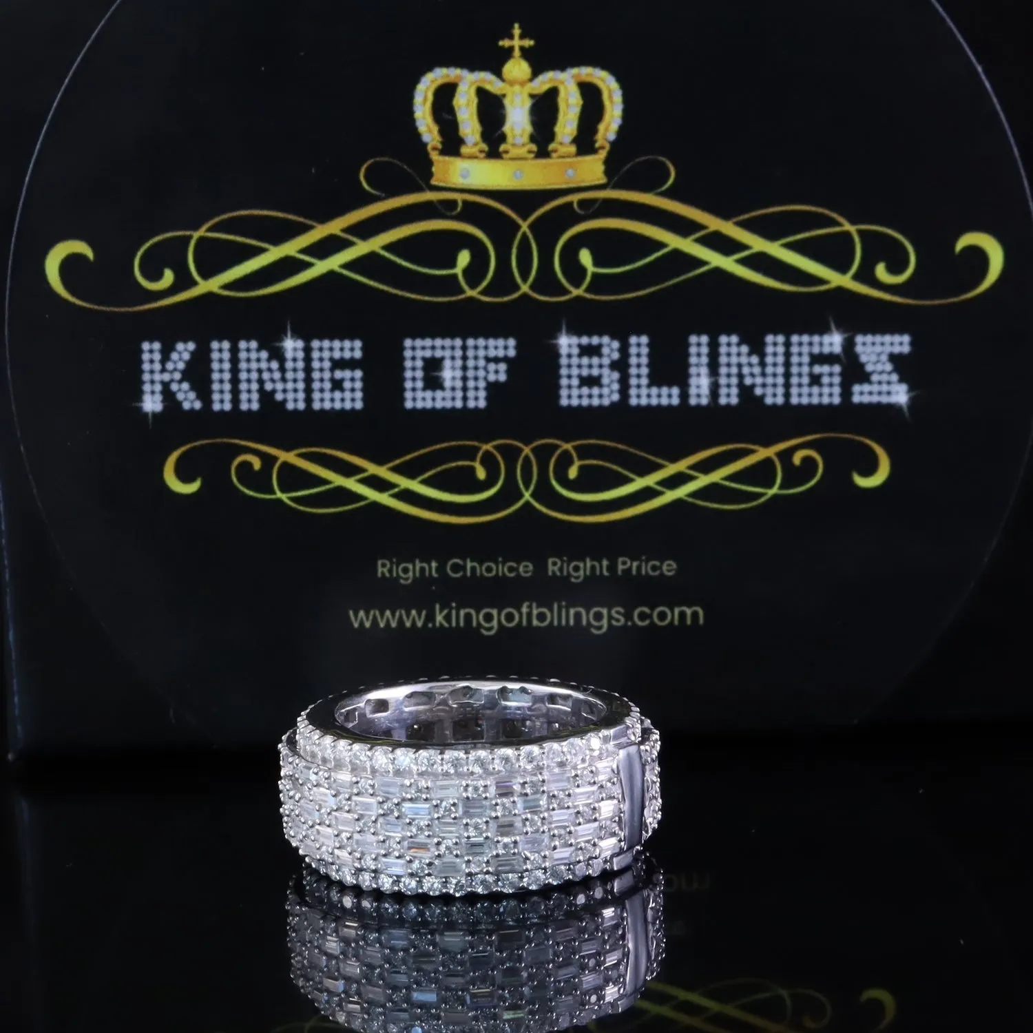 King of Bling's Band Rings White 925 Sterling Silver 4.00ct VVS 'D' Moissanite SZ 7 Women/Mens