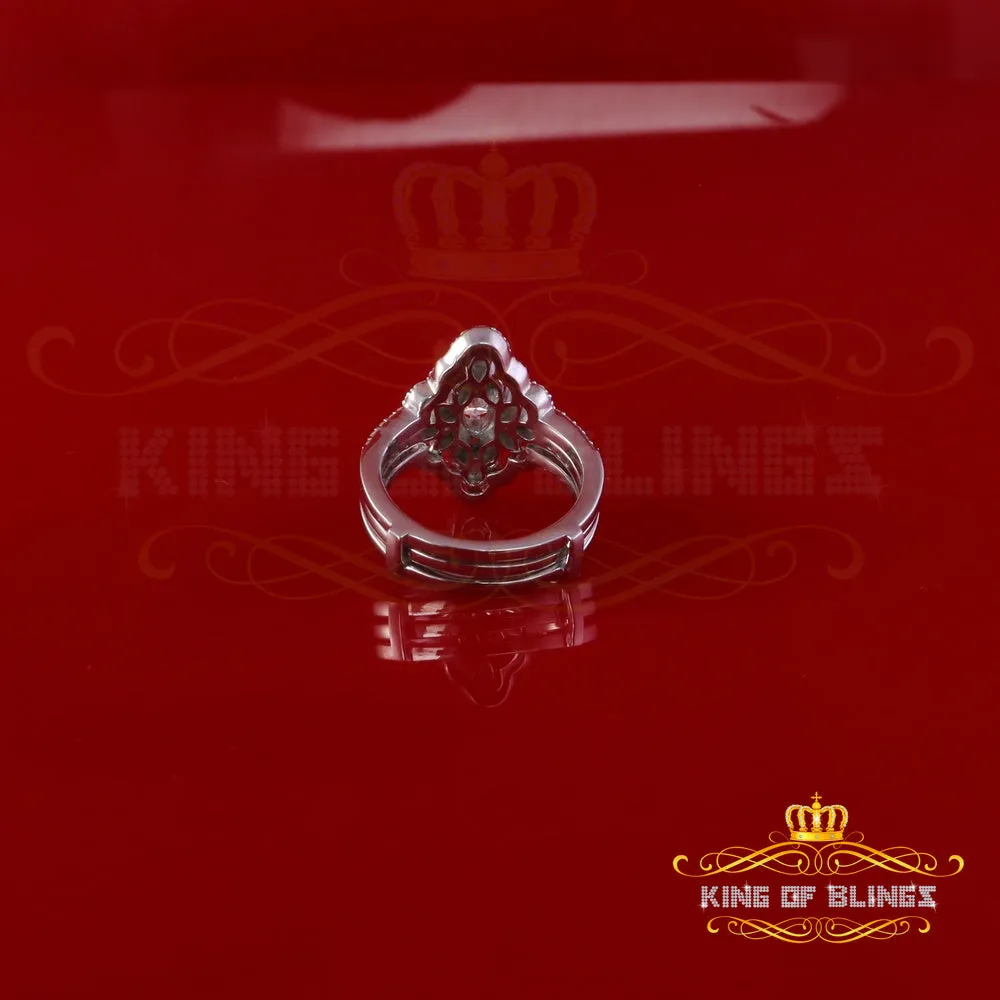 King Of Blings Fancy Ring W/ Guard in SZ7 for Women 925 White Silver 2.00ct VVS D Moissanite