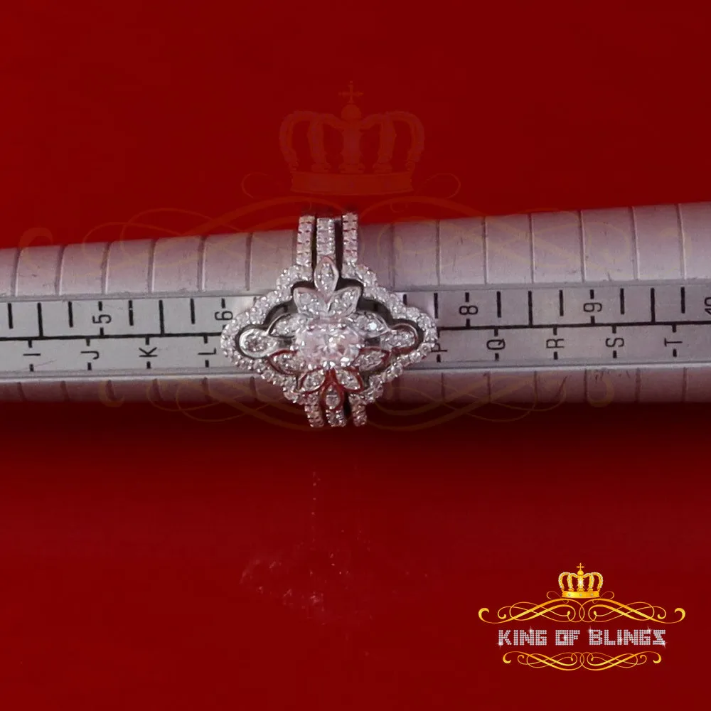 King Of Blings Fancy Ring W/ Guard in SZ7 for Women 925 White Silver 2.00ct VVS D Moissanite