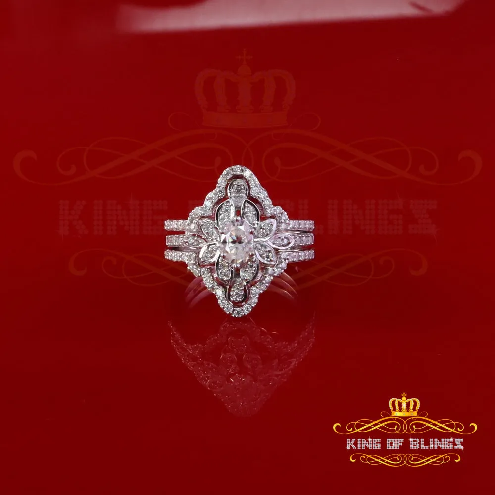 King Of Blings Fancy Ring W/ Guard in SZ7 for Women 925 White Silver 2.00ct VVS D Moissanite