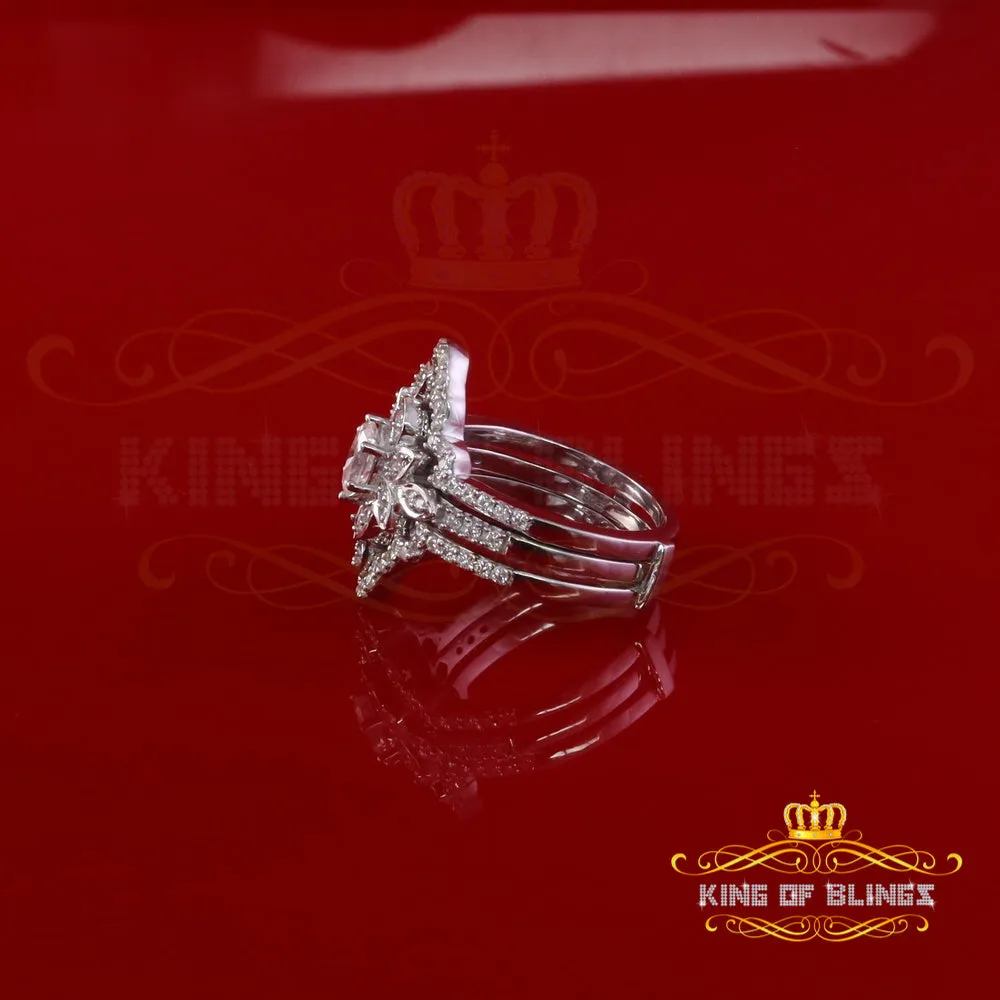 King Of Blings Fancy Ring W/ Guard in SZ7 for Women 925 White Silver 2.00ct VVS D Moissanite