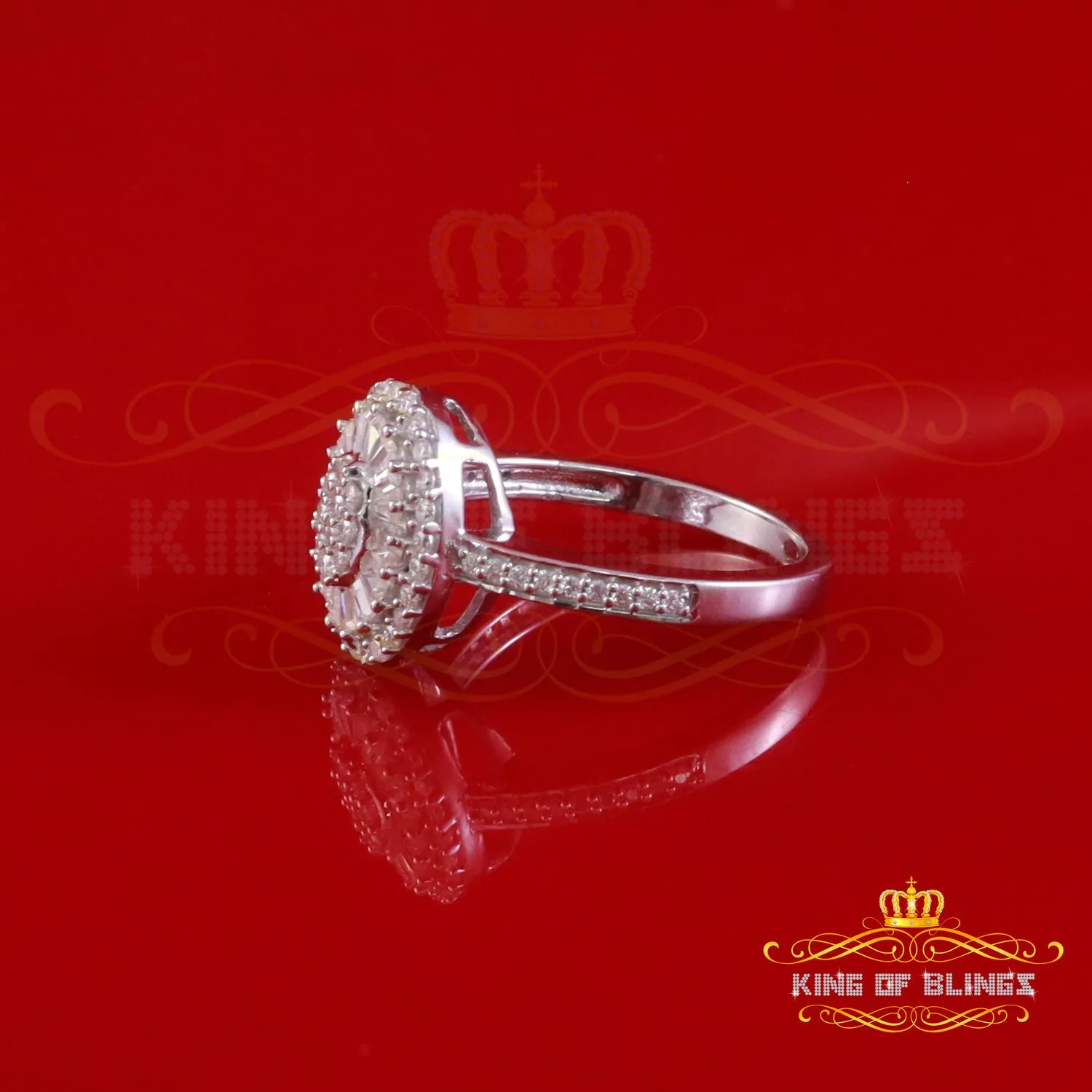 King of Bling's Men's/Womens 925 Silver White 1.00ct VVS 'D' Moissanite Oval Rings Size 7