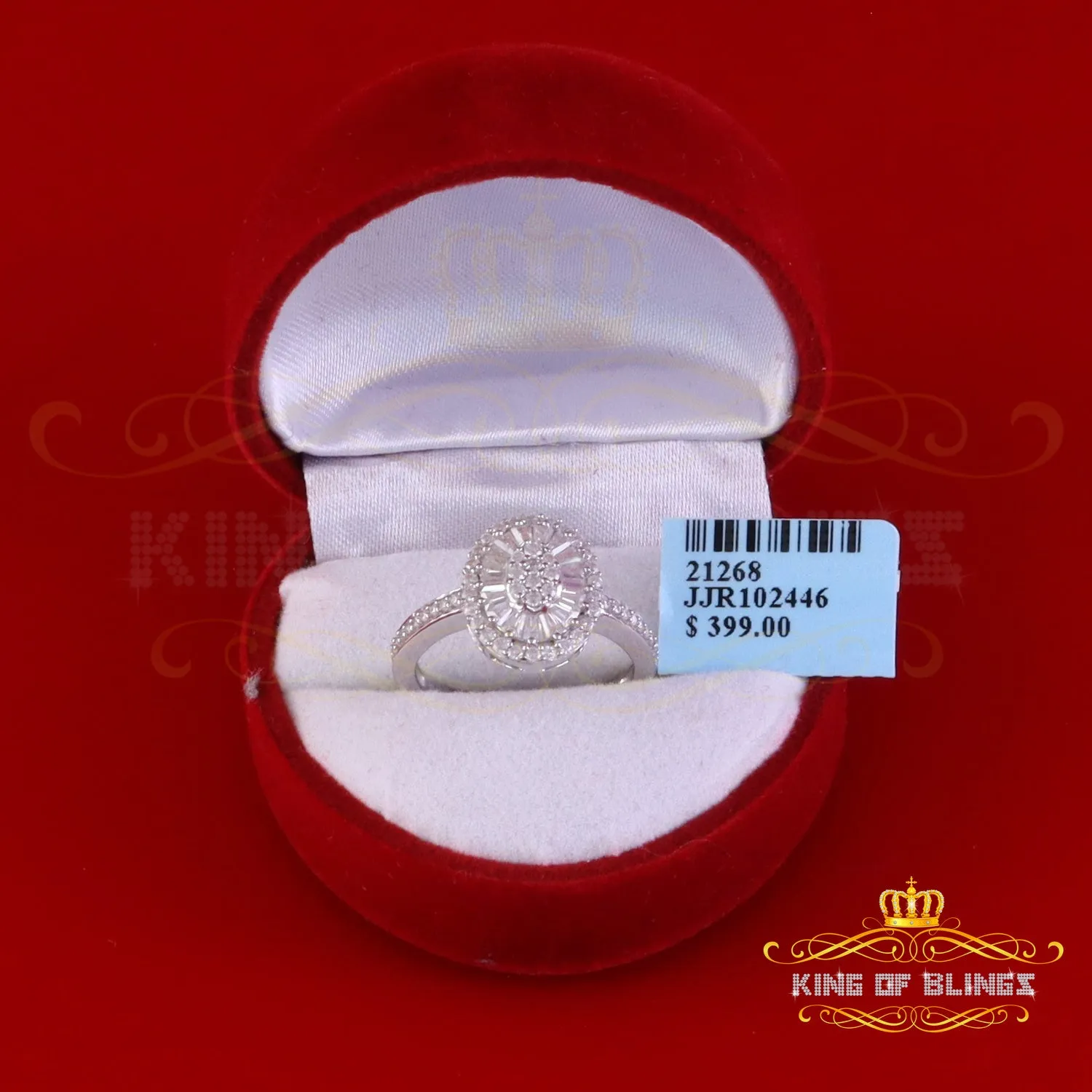 King of Bling's Men's/Womens 925 Silver White 1.00ct VVS 'D' Moissanite Oval Rings Size 7