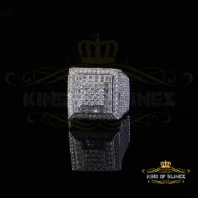 King of Bling's Men's/Womens 925 Silver White 5.50ct VVS 'D' Moissanite 3D Square Rings Size 10