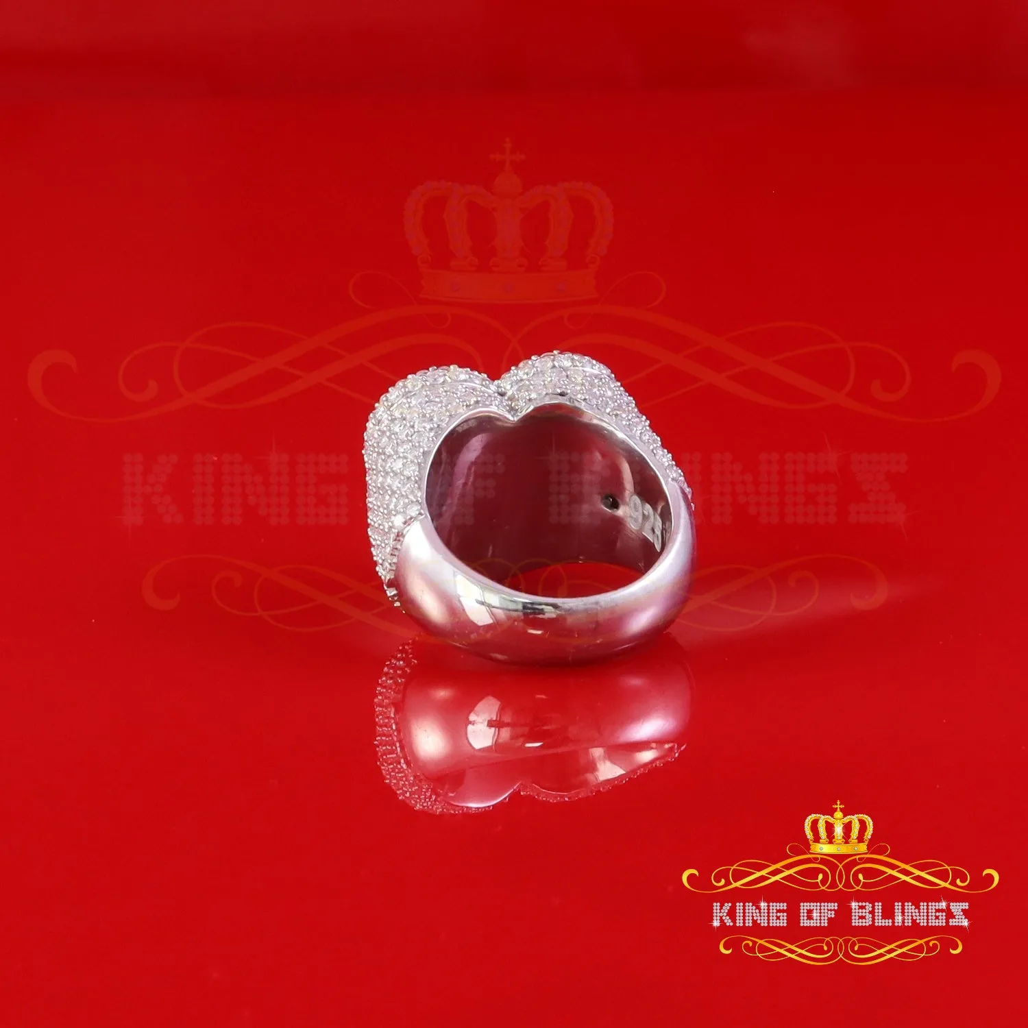 King of Bling's Men's/Womens 925 Silver White 7.00ct VVS 'D' Moissanite Stone Heart Rings SZ 10