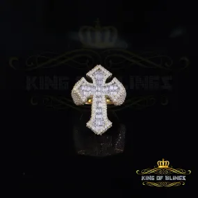 King of Bling's New Yellow Cross Rings Size 10 Men's 925 Sterling Silver 6.0ct VVS D Moissanite