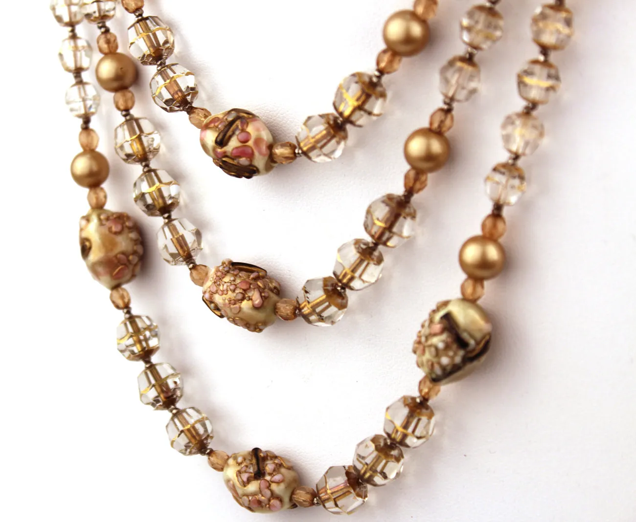 Kramer Mid-Century Crystal and Bead Necklace