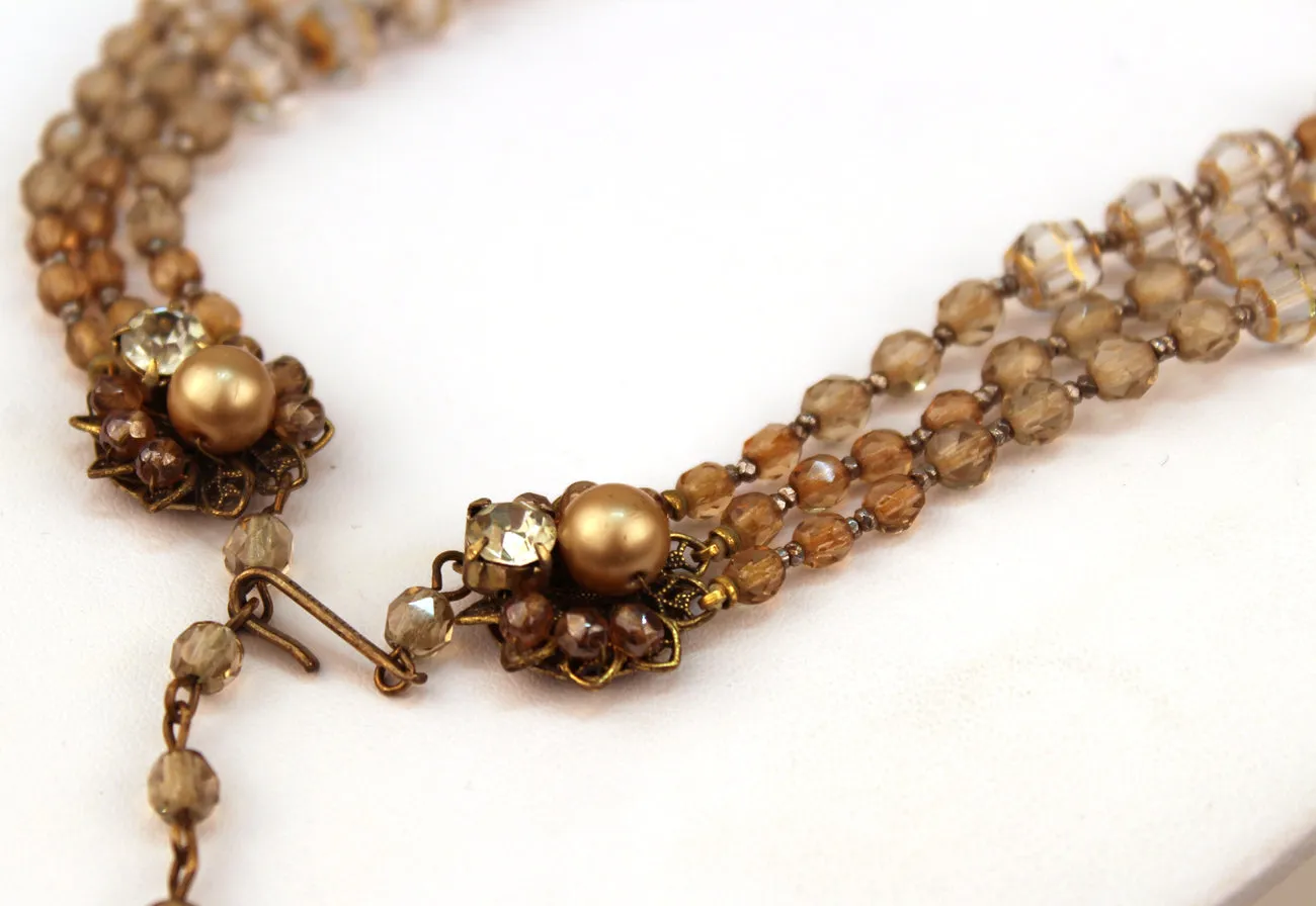 Kramer Mid-Century Crystal and Bead Necklace