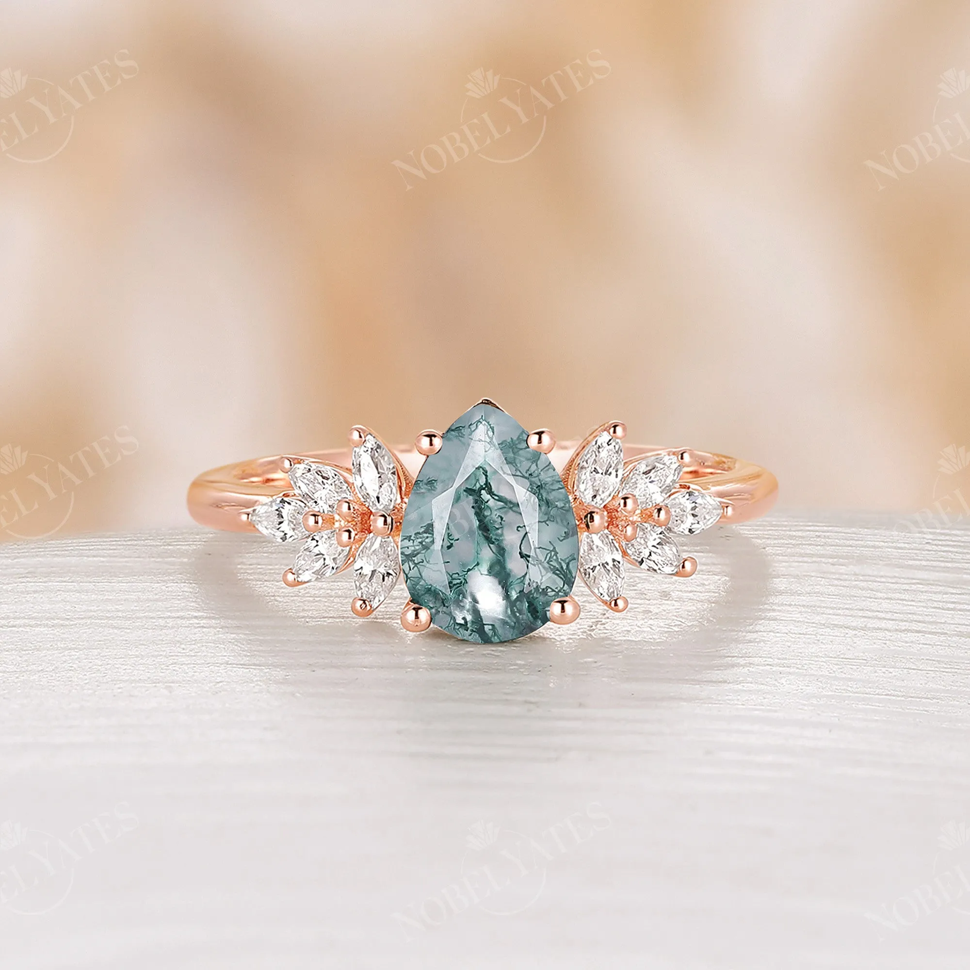 Lab Alexandrite & Moissanite Rose Gold Cluster Engagement Ring