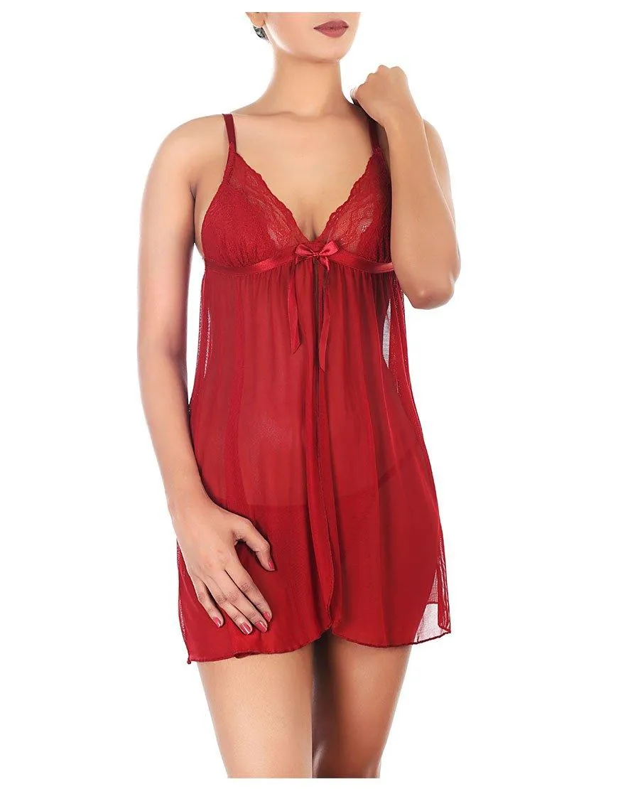 Lace & Mesh Babydoll with G-String