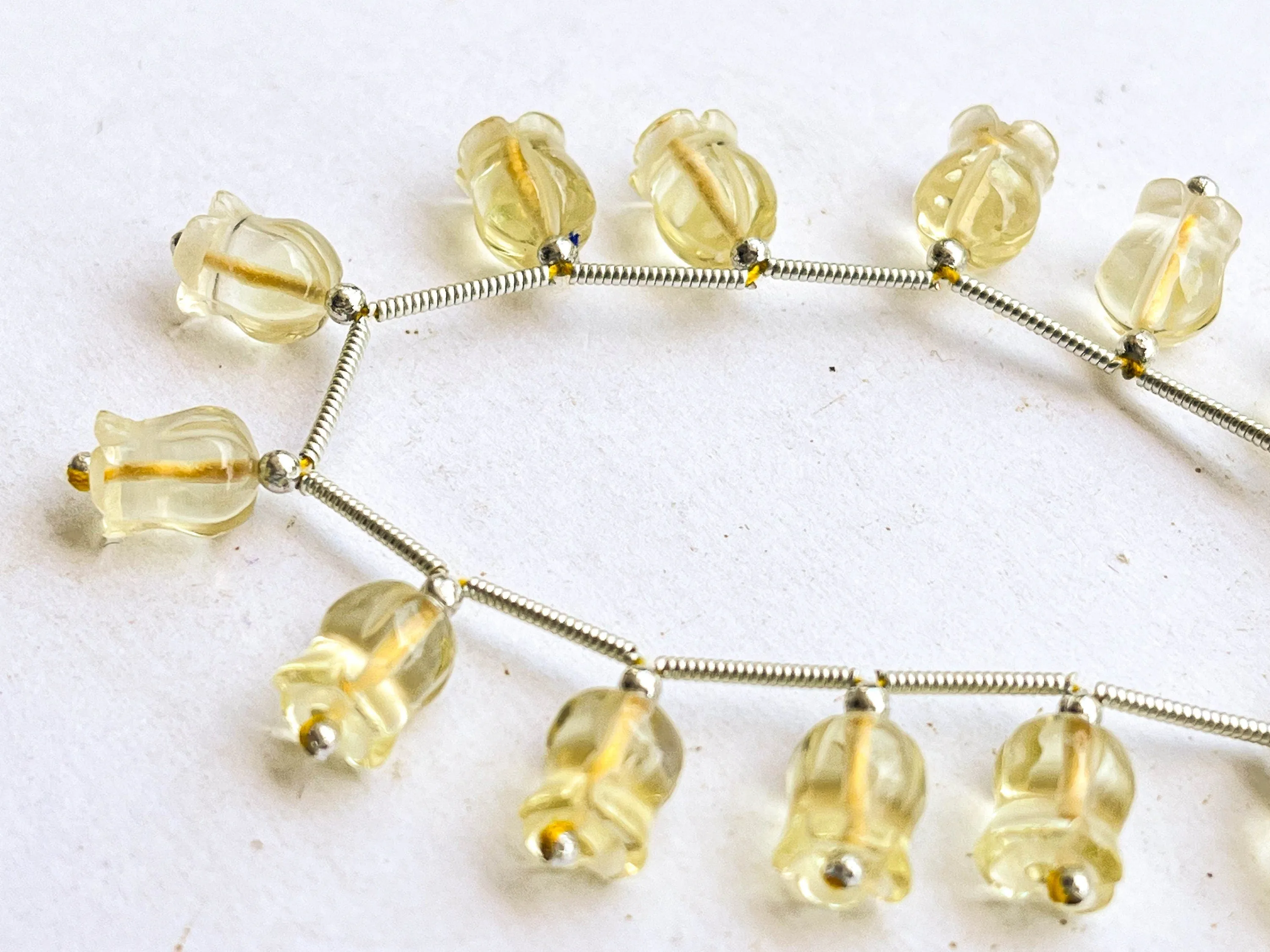 Lemon Quartz flower carving Lily of the valley shape beads