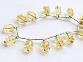 Lemon Quartz flower carving Lily of the valley shape beads