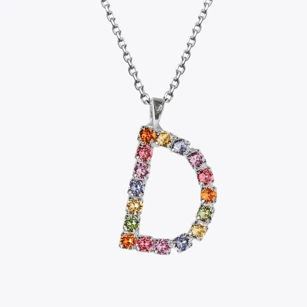 Letter Necklace D / Rainbow Combo