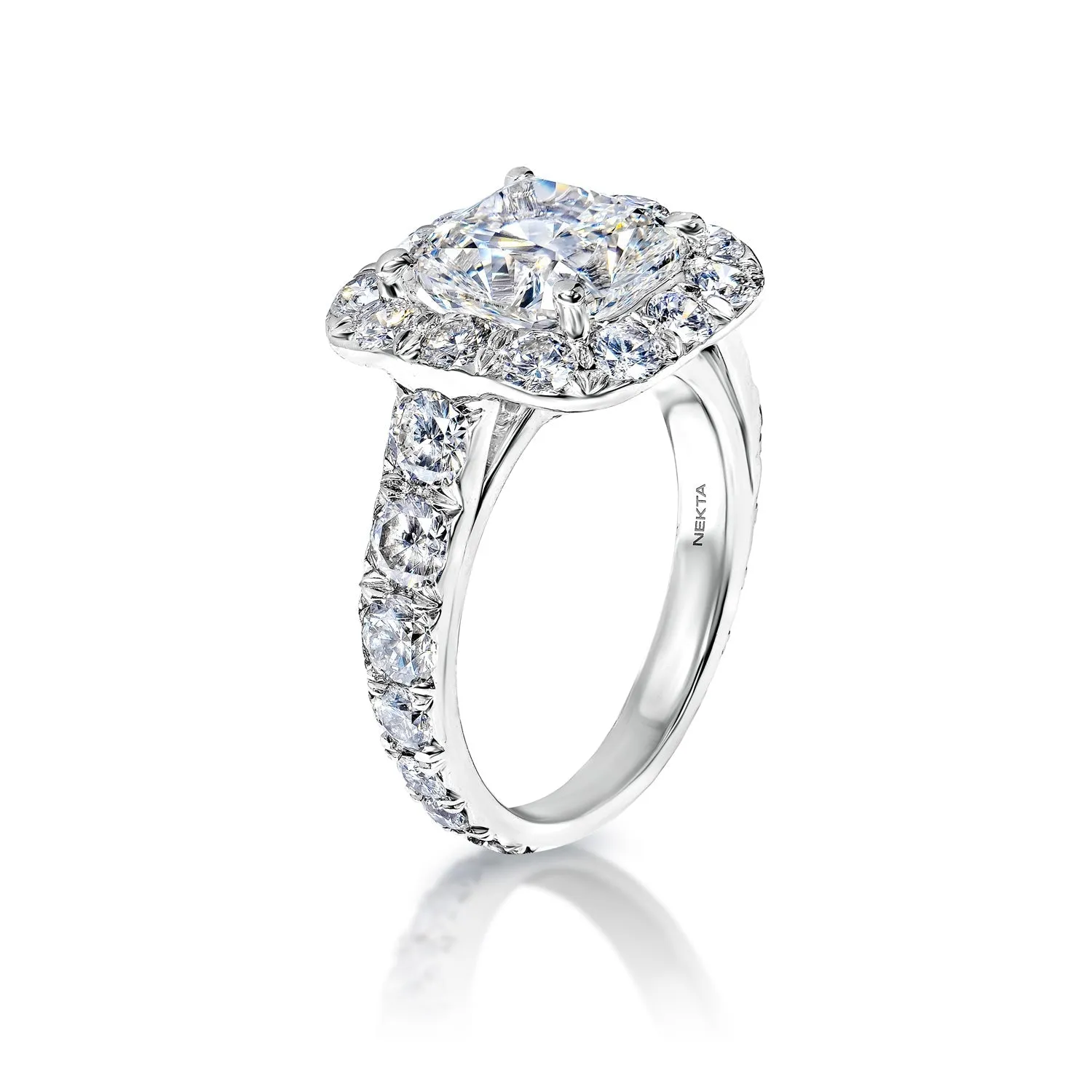 Livy 5 Carat G VS1 Cushion Cut Lab Grown Diamond Engagement Ring in Platinum. IGI Certified