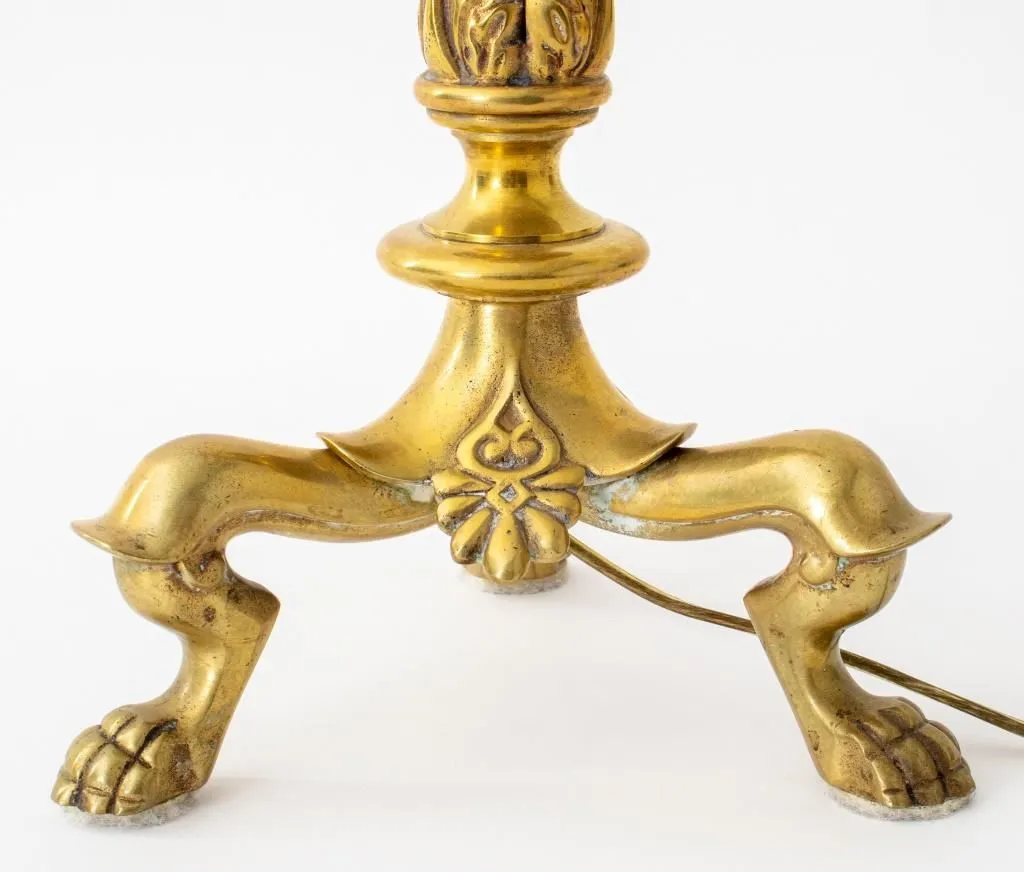 Louis Philippe Style Gilded Brass Column Lamp