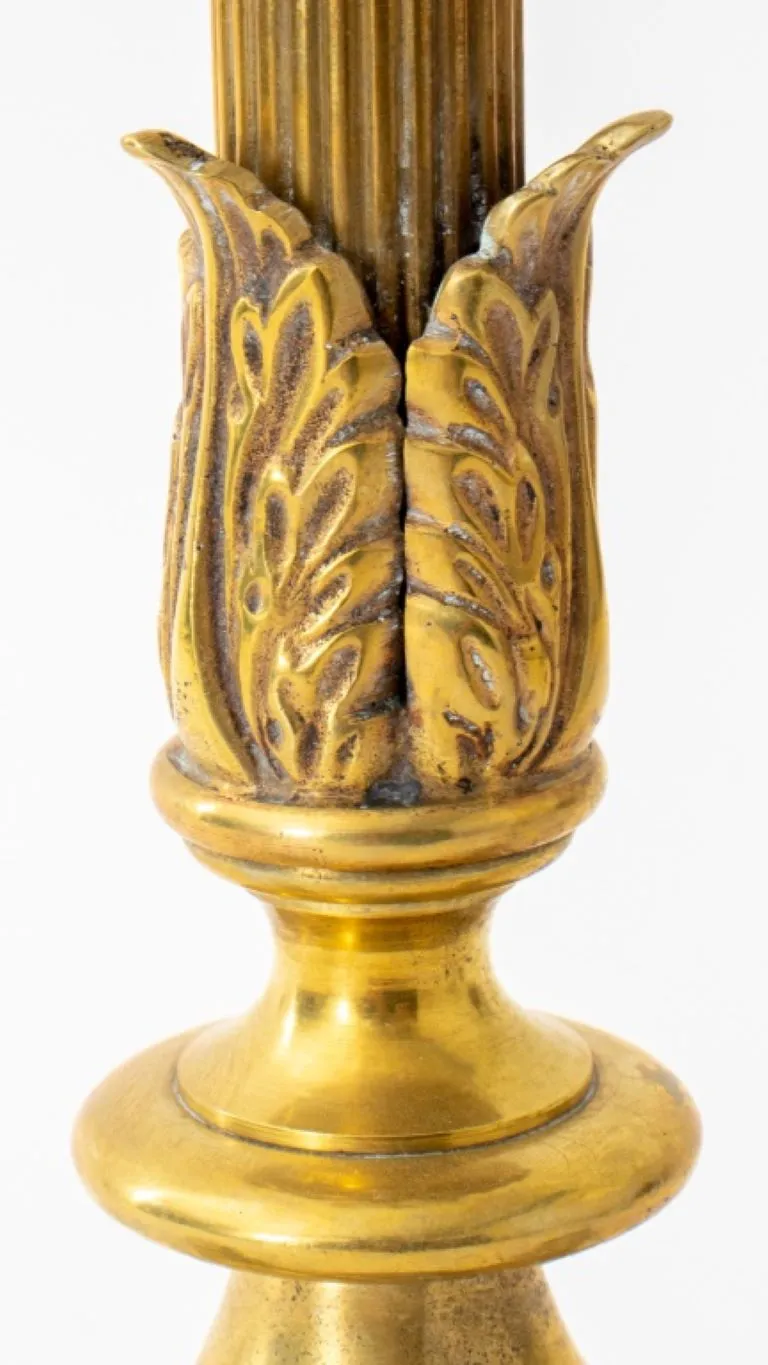 Louis Philippe Style Gilded Brass Column Lamp