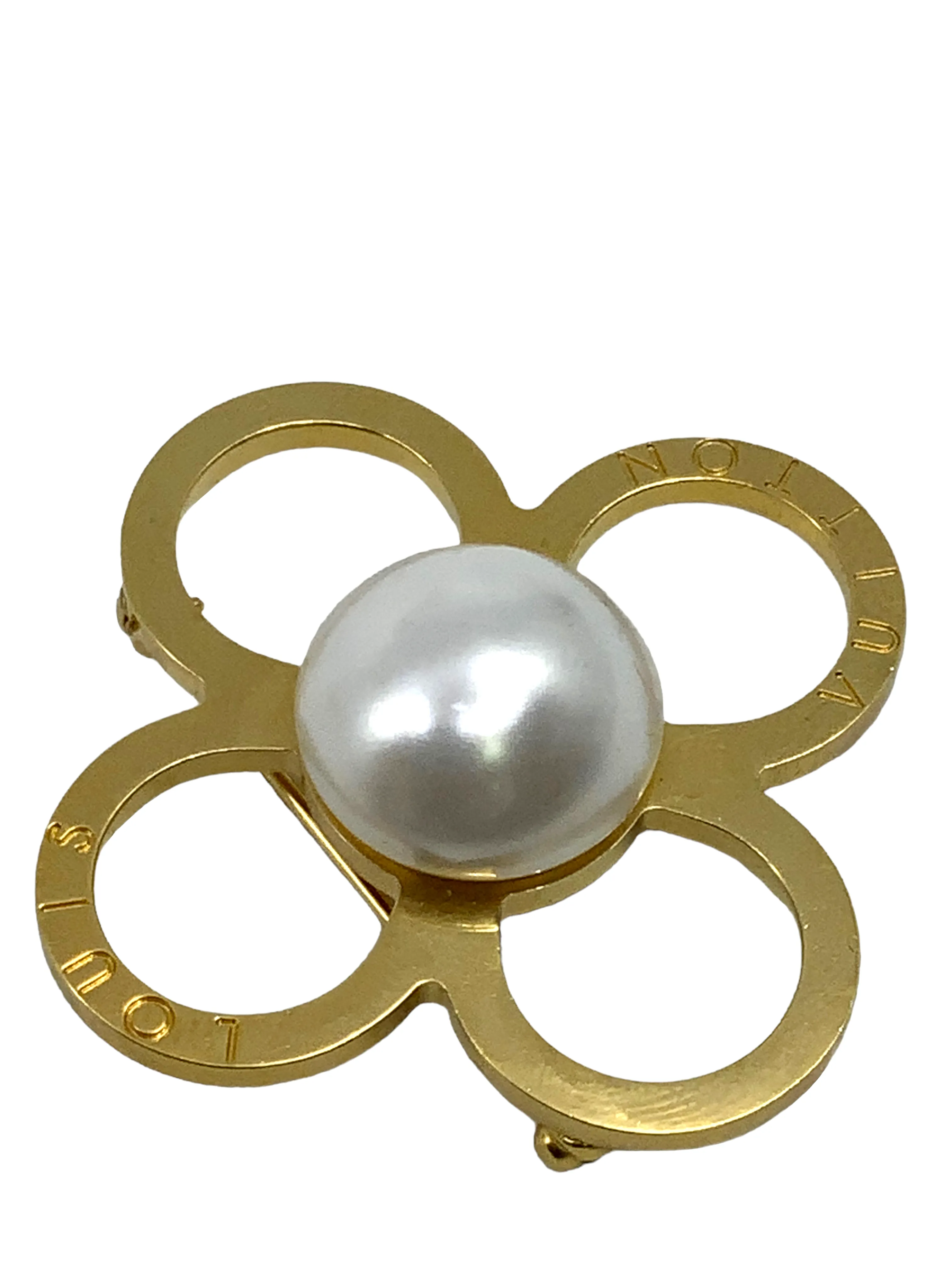 Louis Vuitton Monogram Flower Pearl Brooch Pin - Elegant Designer Accessory with Timeless Luxury Appeal