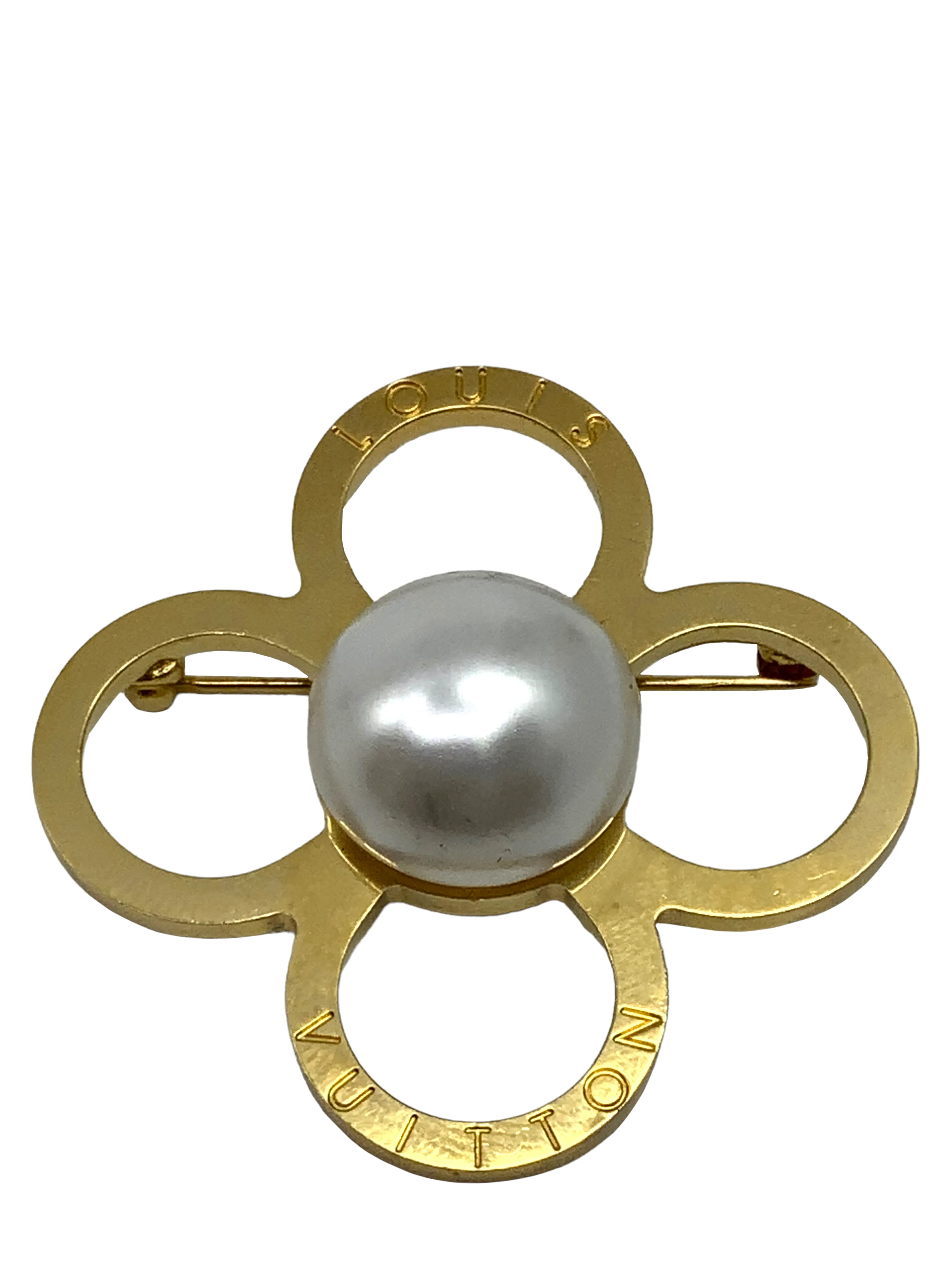 Louis Vuitton Monogram Flower Pearl Brooch Pin - Elegant Designer Accessory with Timeless Luxury Appeal