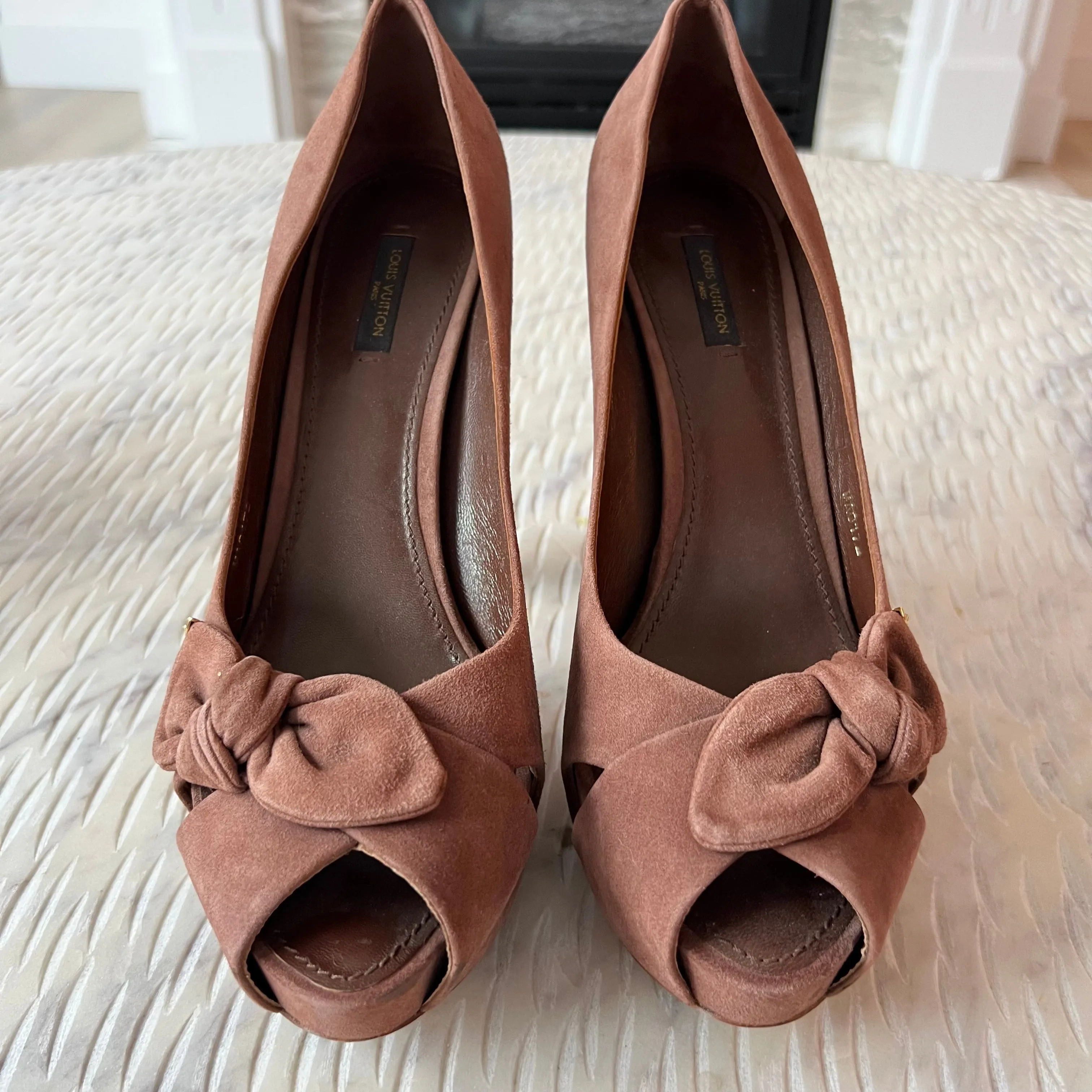 Louis Vuitton Suede Block Heels