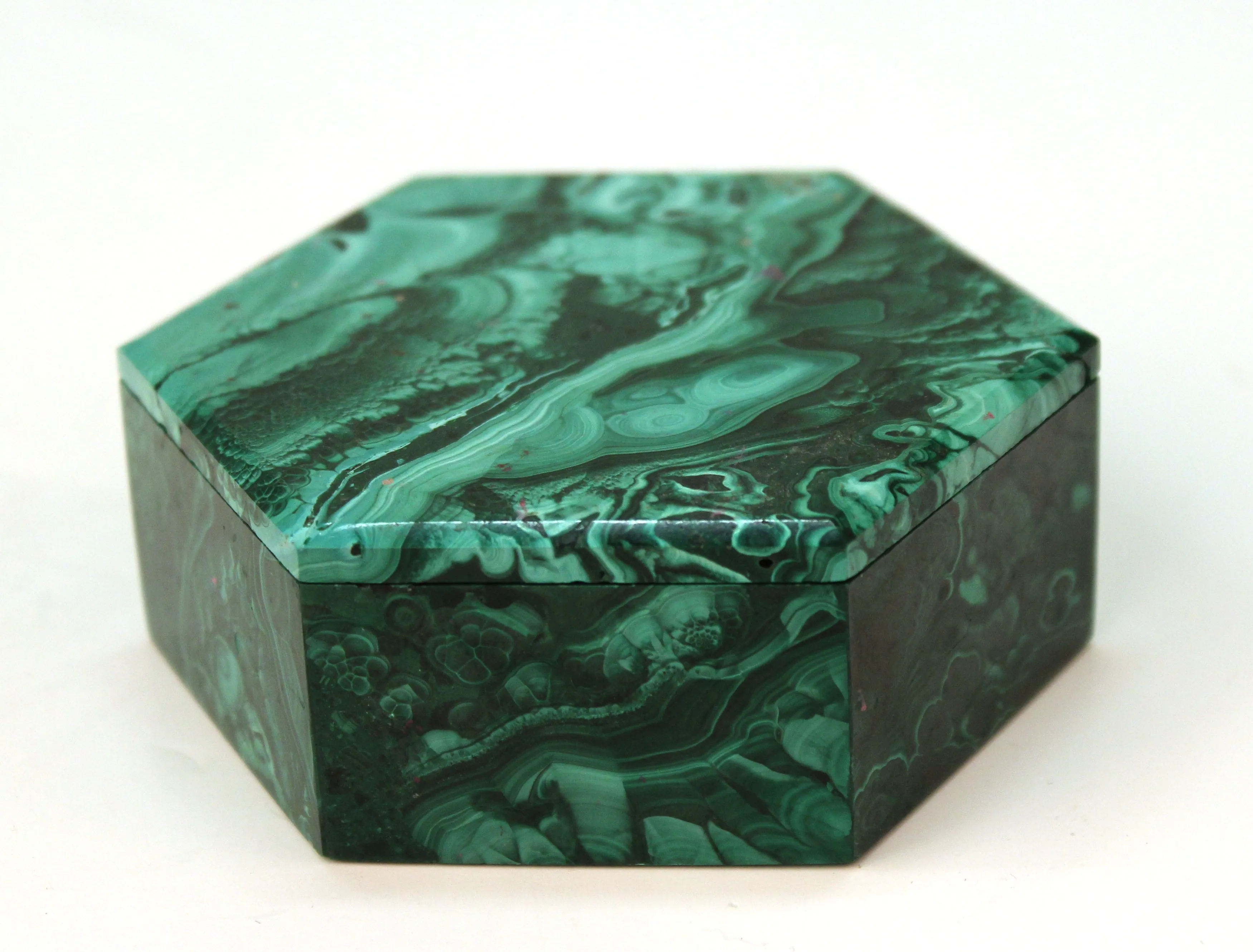 Malachite Hexagonal Trinket Box with Lid