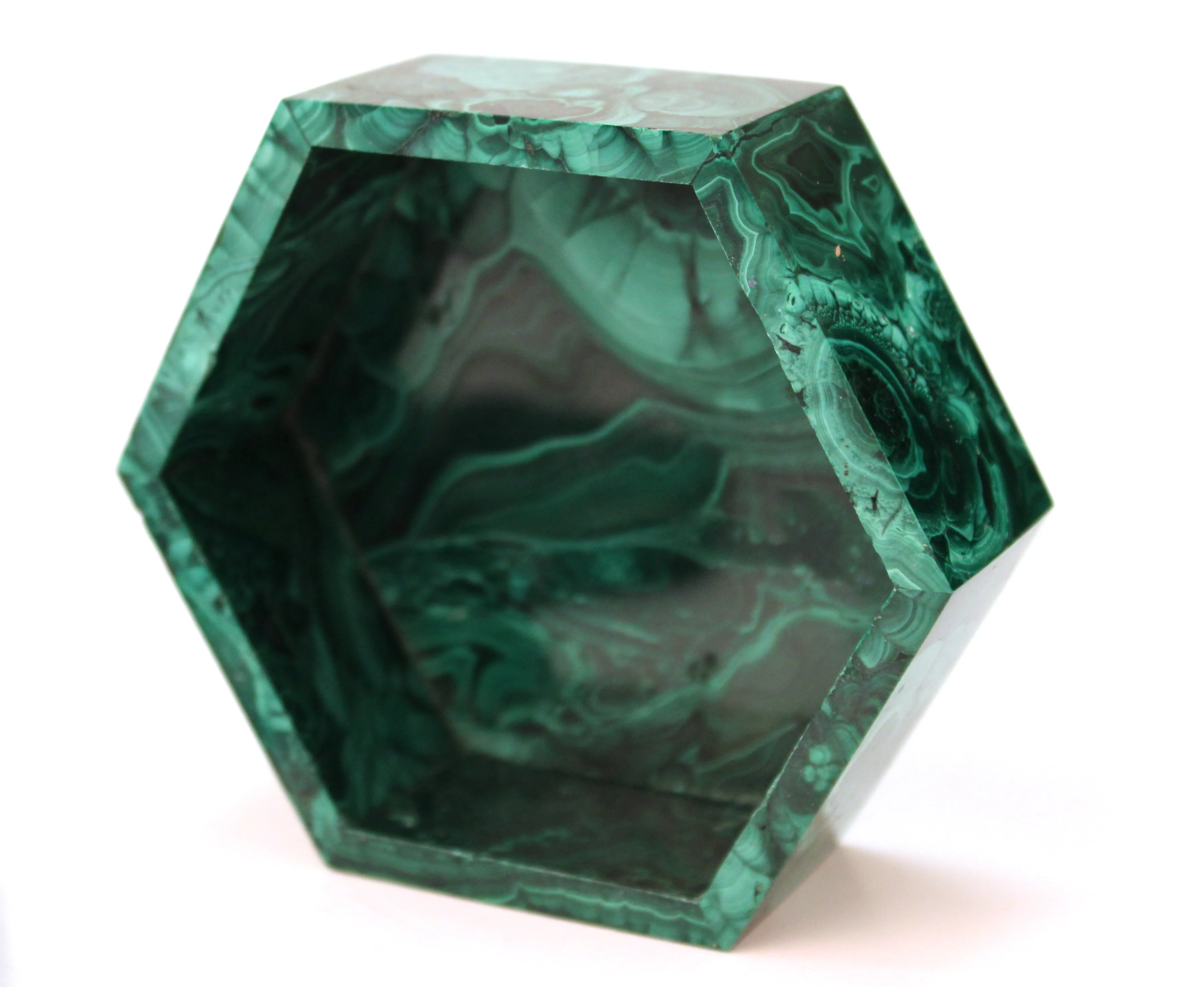 Malachite Hexagonal Trinket Box with Lid