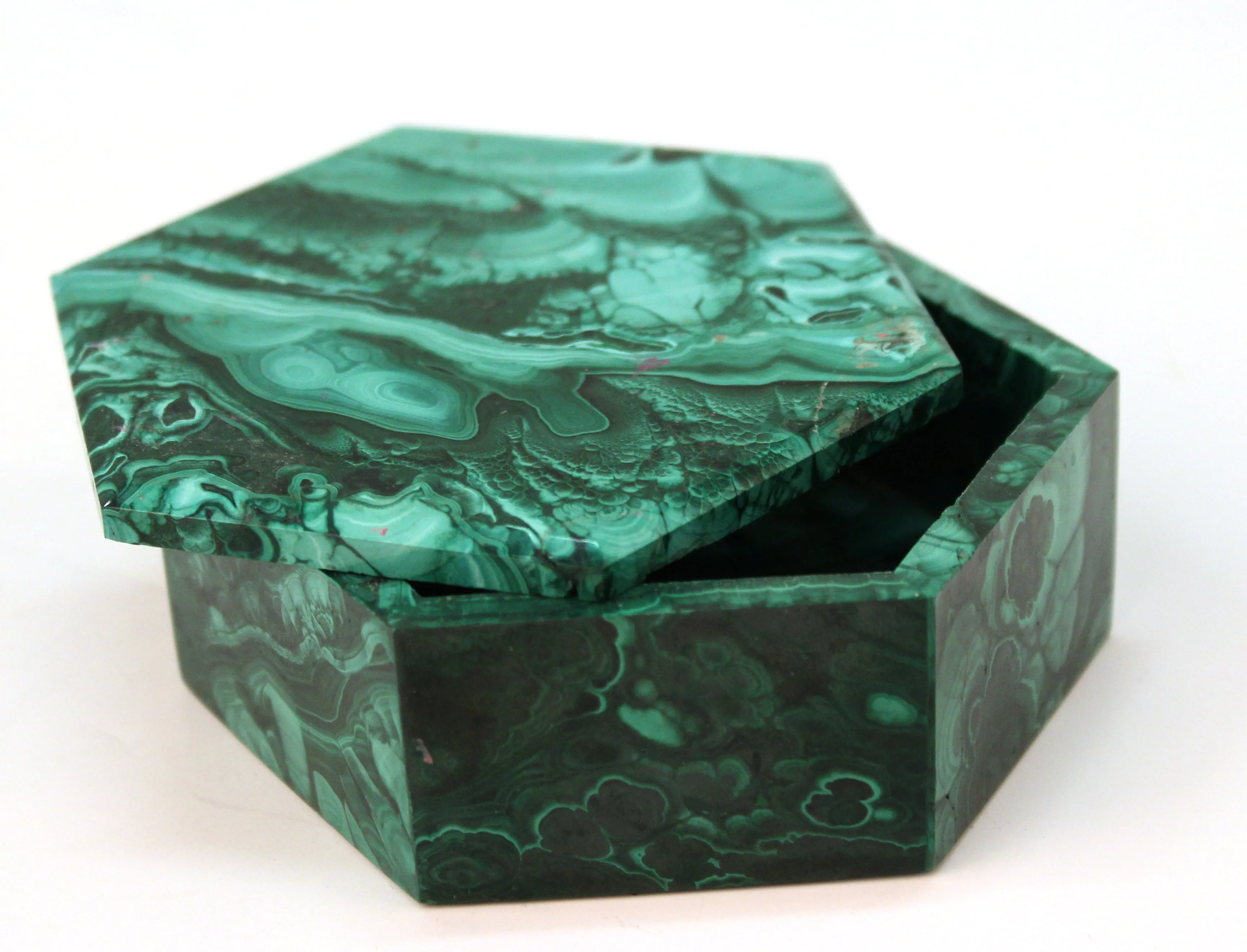 Malachite Hexagonal Trinket Box with Lid