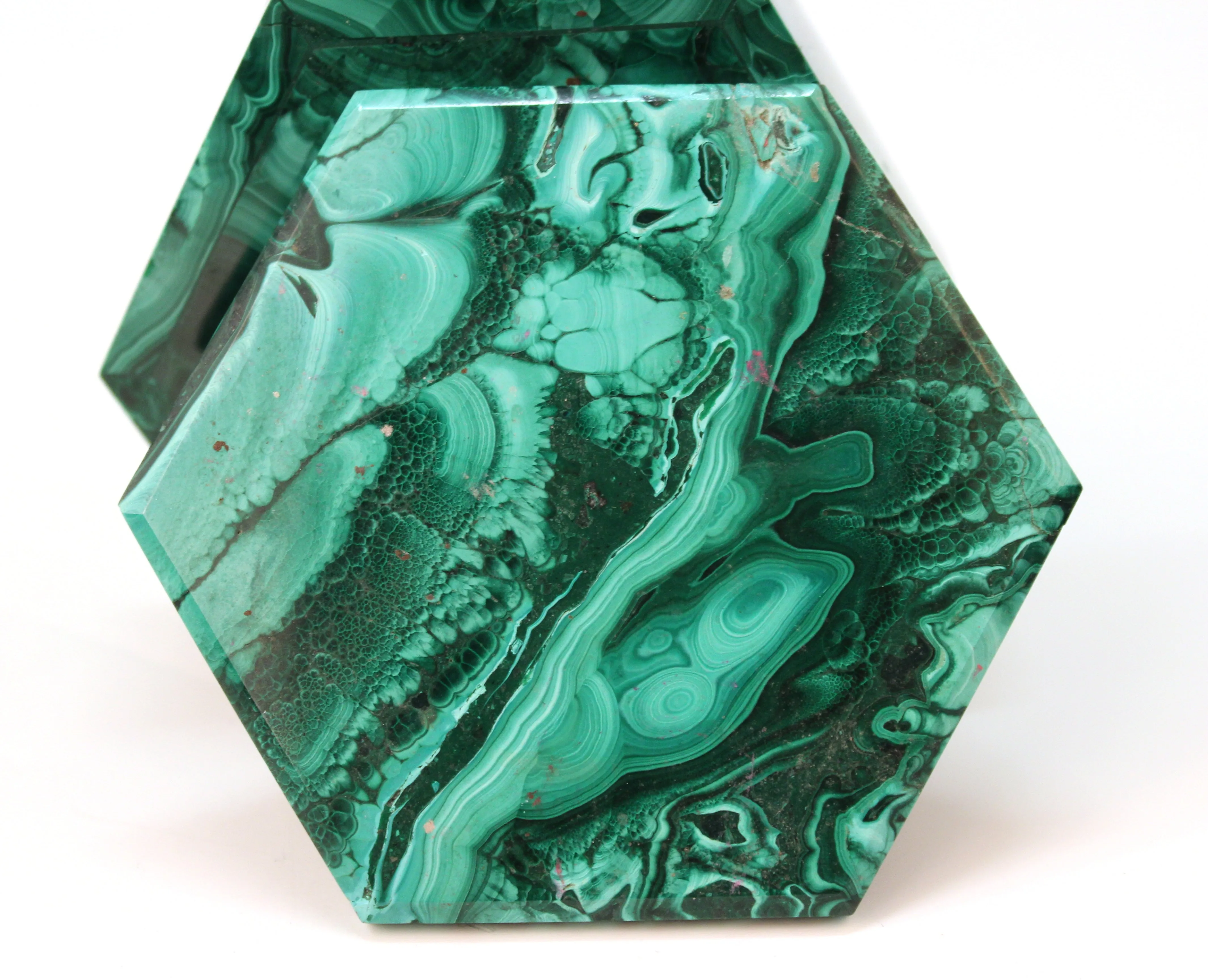 Malachite Hexagonal Trinket Box with Lid