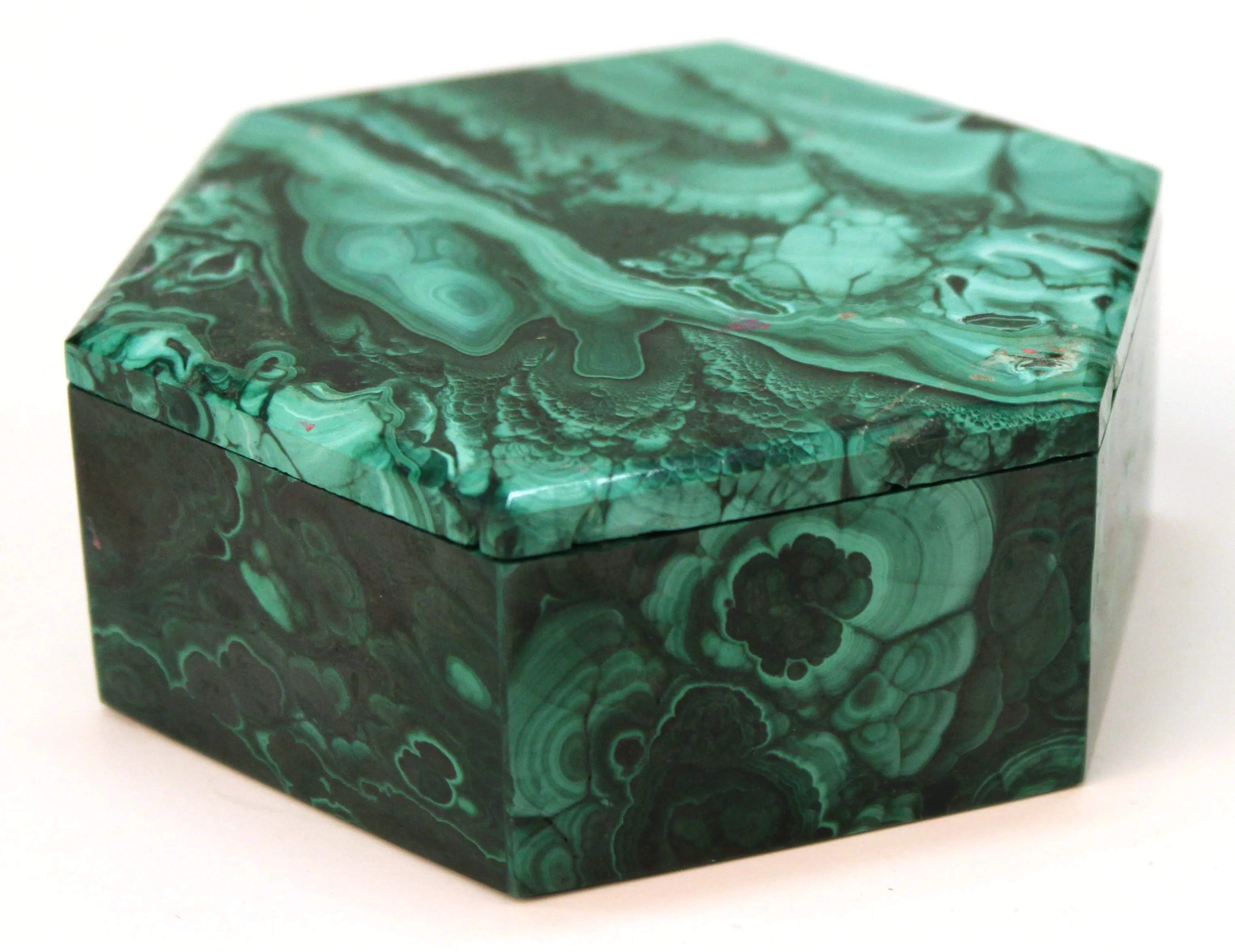 Malachite Hexagonal Trinket Box with Lid