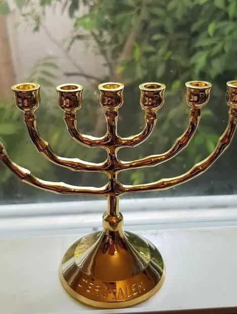 Menorah from the Holy Land - Jerusalem Menorah - Gold / Silver 12cm