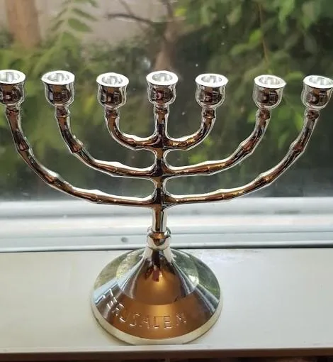 Menorah from the Holy Land - Jerusalem Menorah - Gold / Silver 12cm