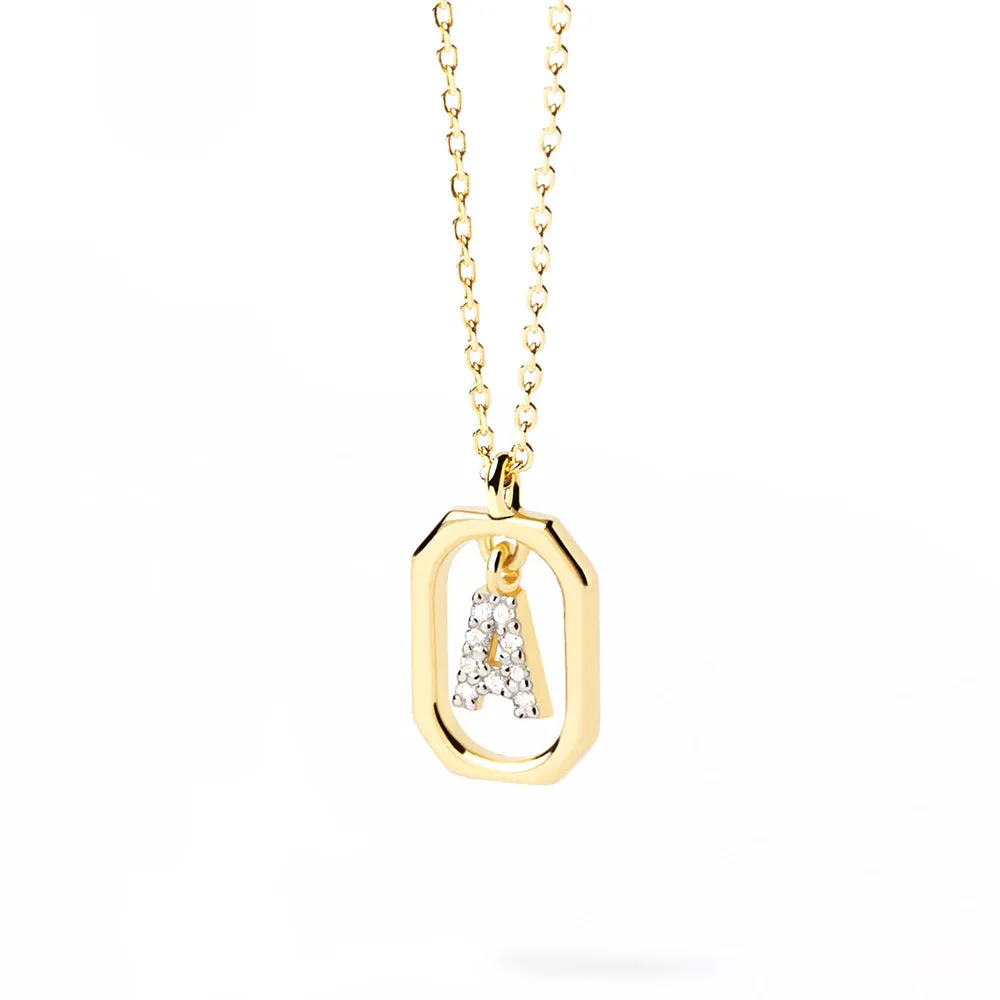 Moissanite Initial A Dangle Pendant Necklace