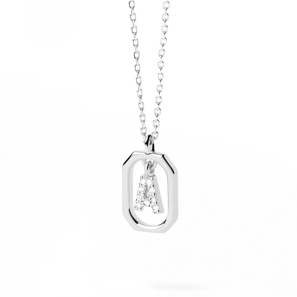 Moissanite Initial A Dangle Pendant Necklace