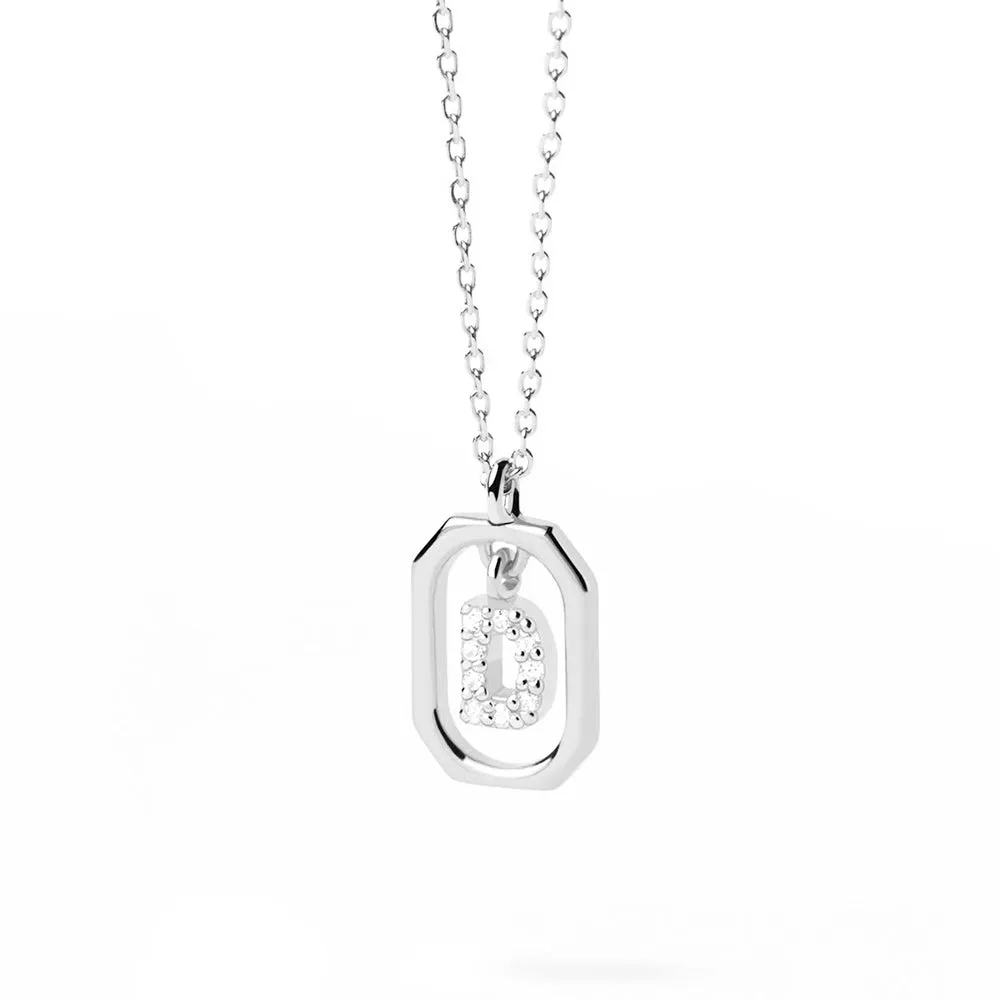 Moissanite Initial D Dangle Pendant Necklace