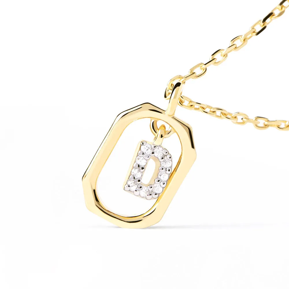 Moissanite Initial D Dangle Pendant Necklace