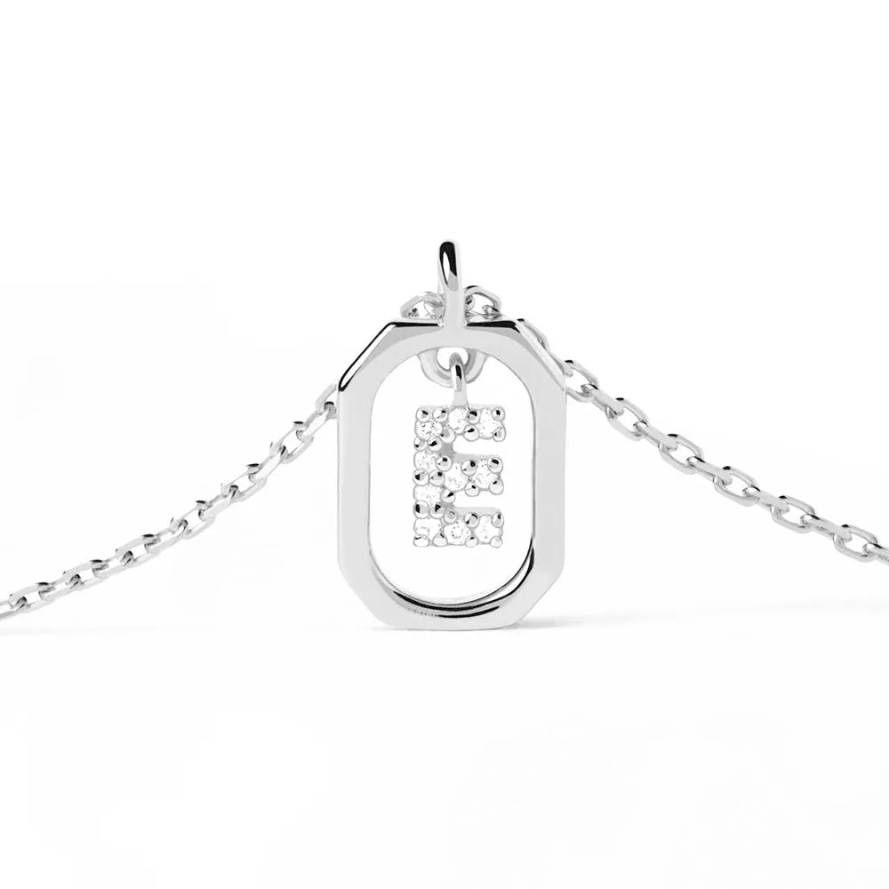 Moissanite Initial E Dangle Pendant Necklace