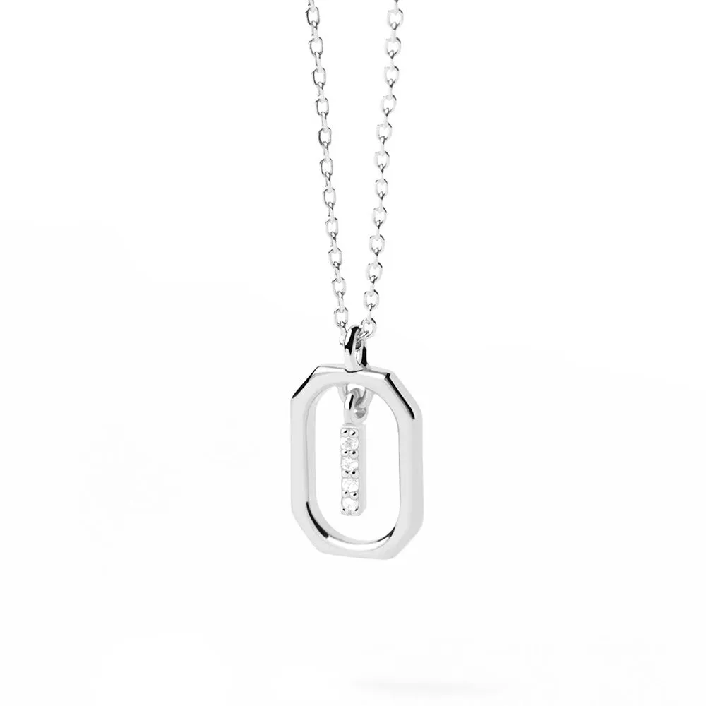 Moissanite Initial I Dangle Pendant Necklace