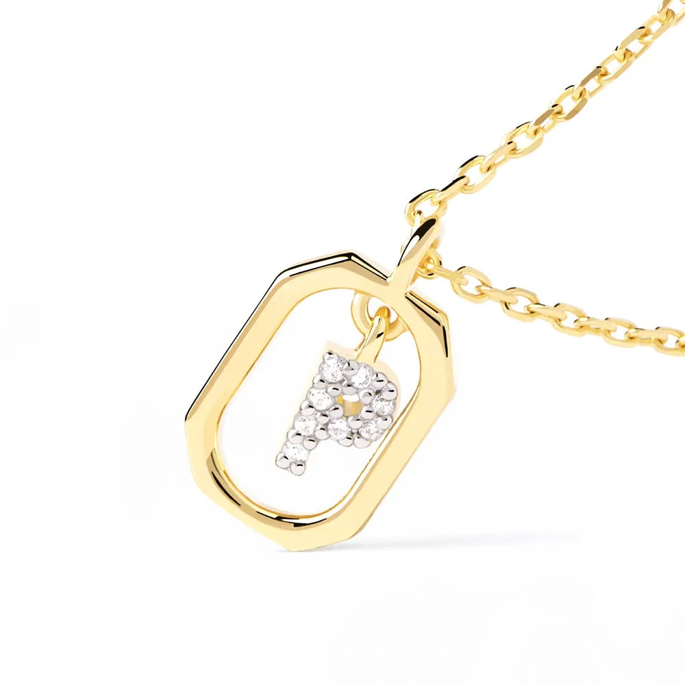 Moissanite Initial P Dangle Pendant Necklace