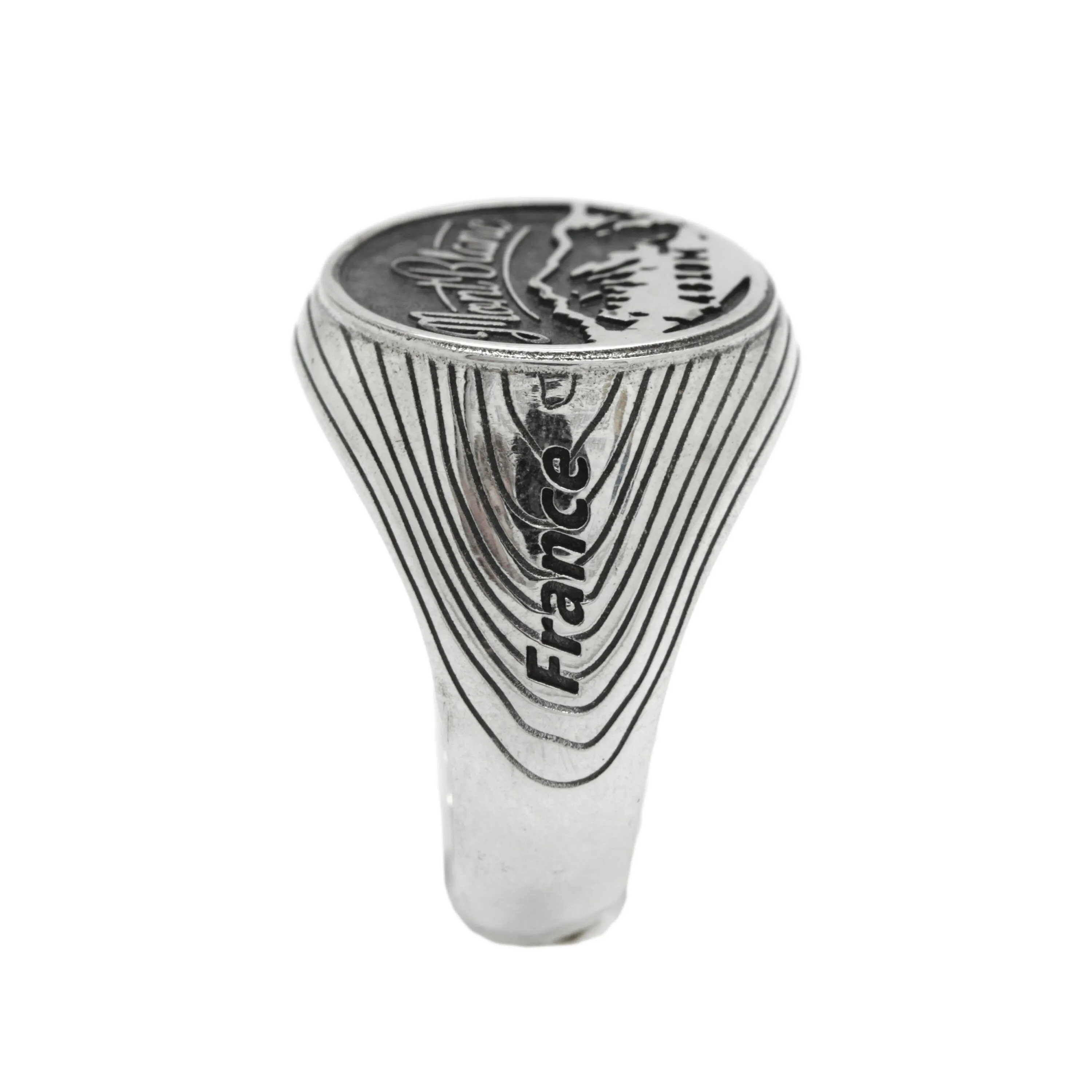 Mont Blanc Mens Signet, Sterling Silver 925, Gift for Rock Climbers or Travelers