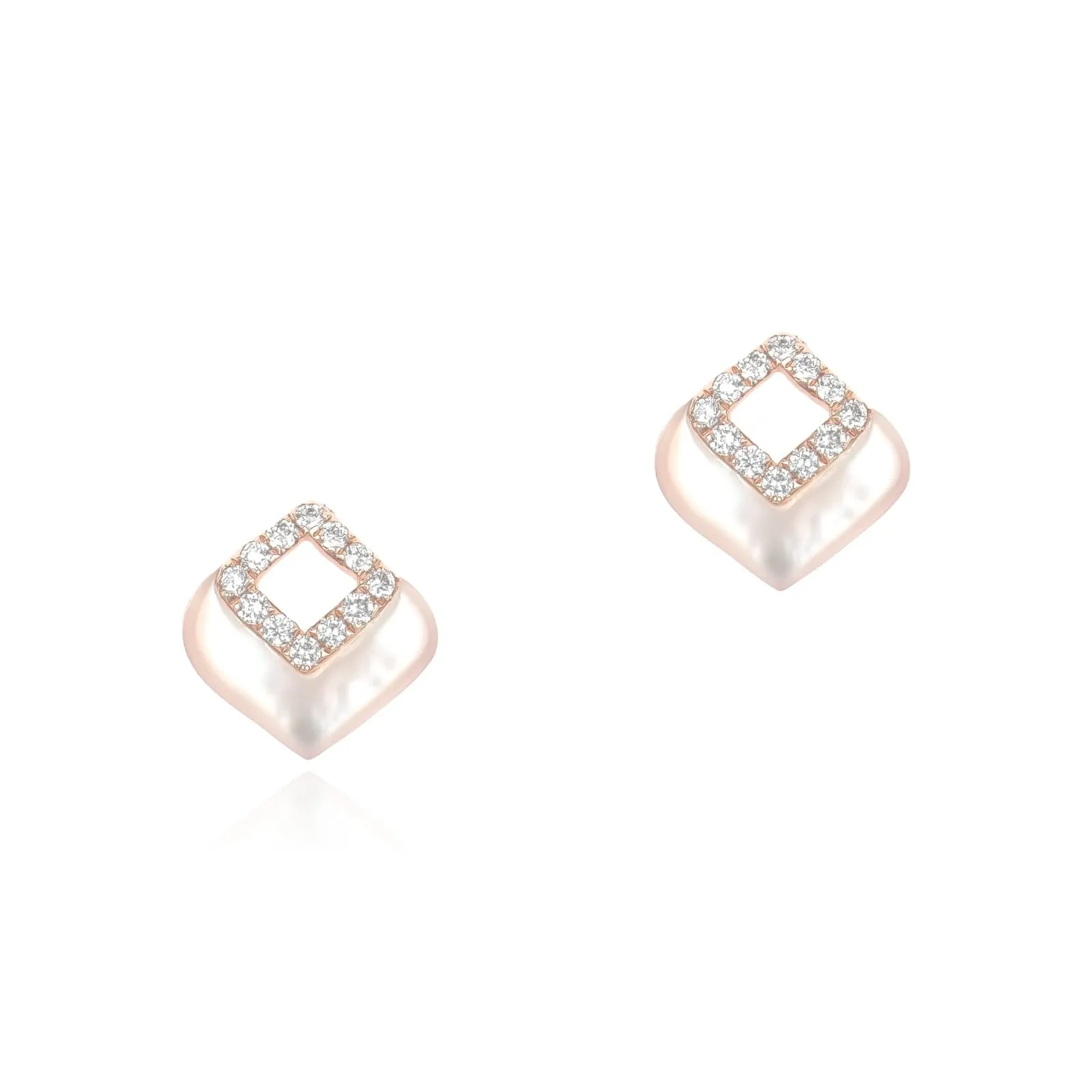 Mother of Pearl and Diamond Cutout Earrings