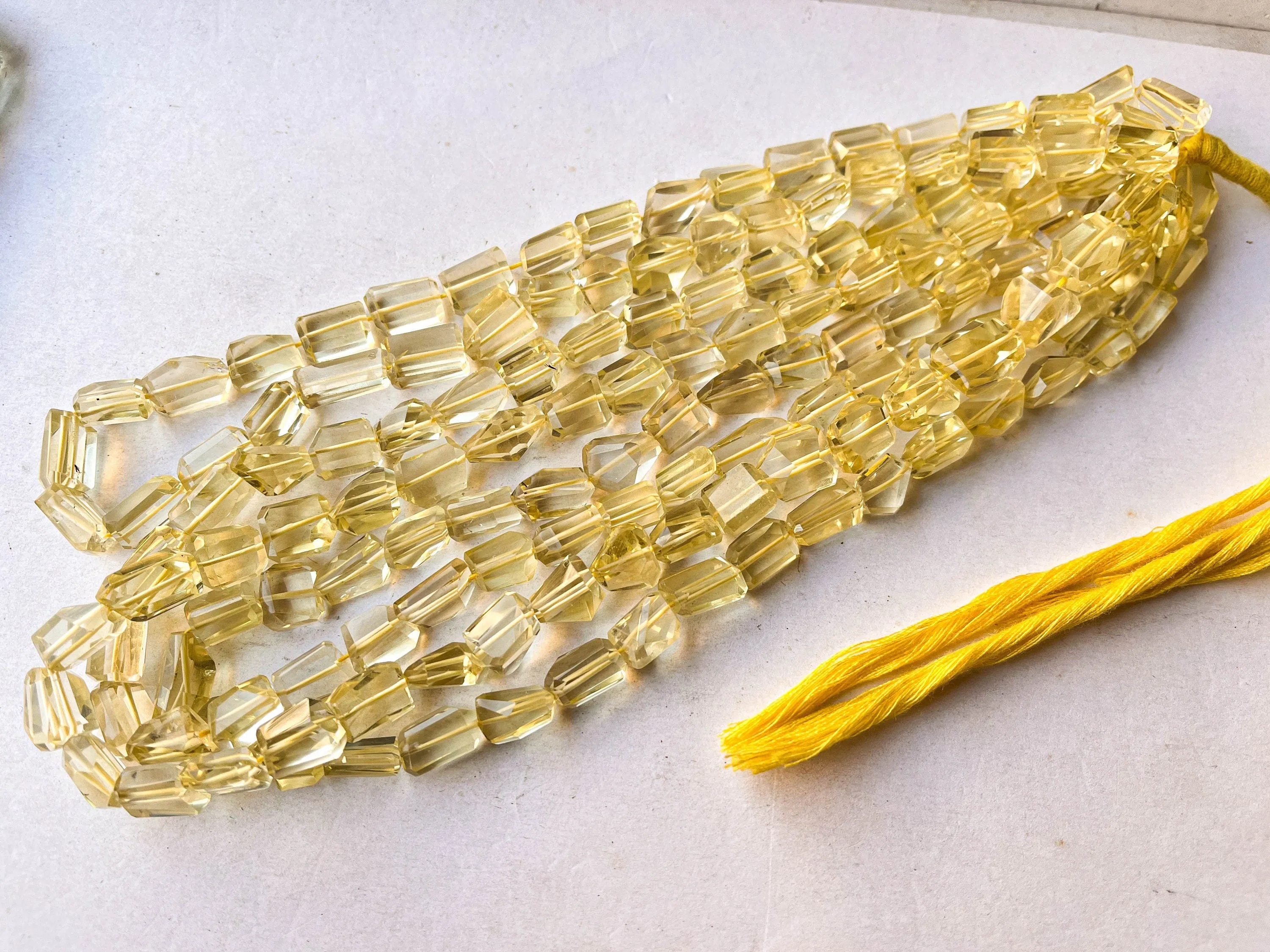 Natural Lemon Quartz Faceted Tumble Shape Beads