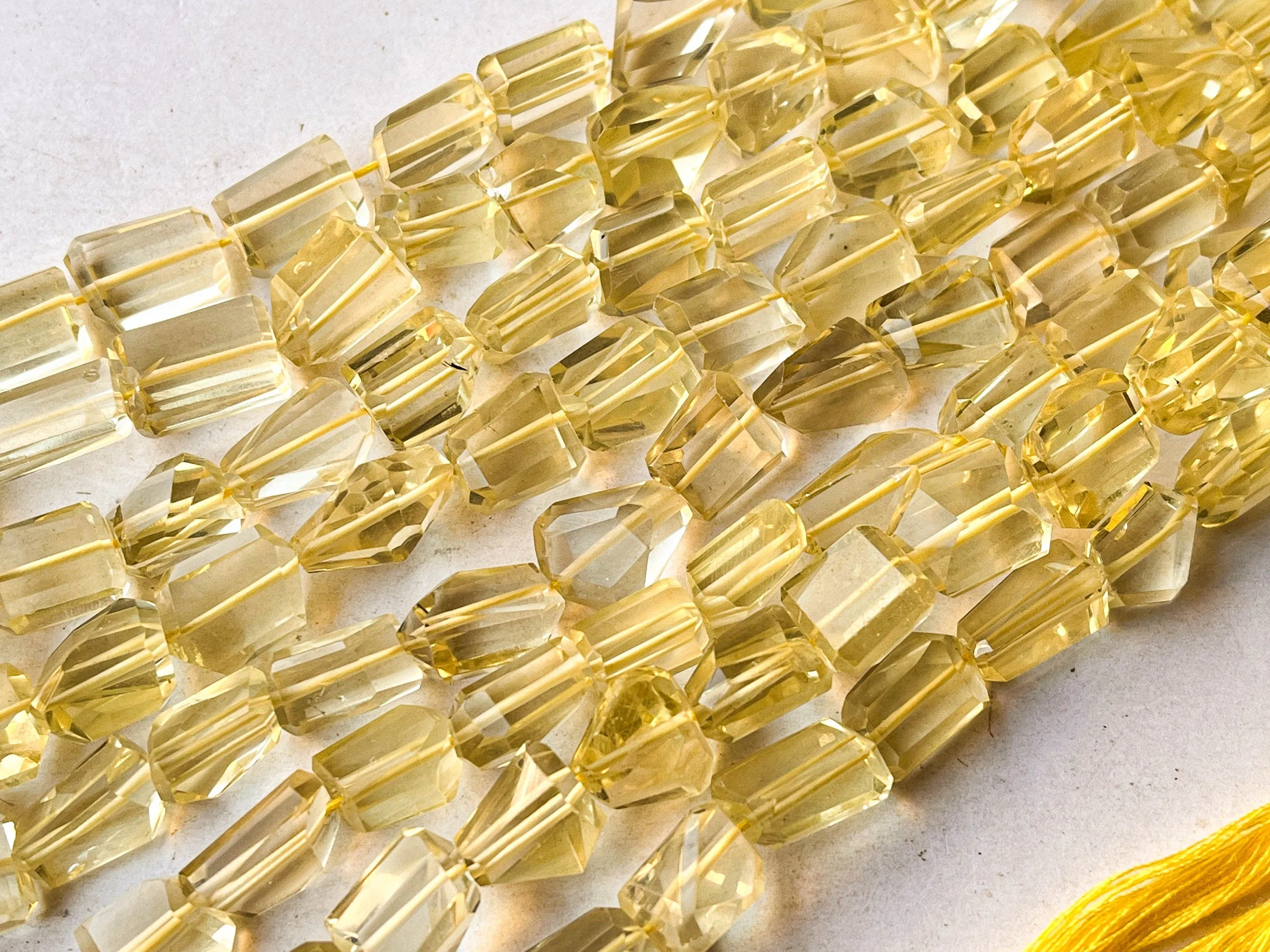 Natural Lemon Quartz Faceted Tumble Shape Beads