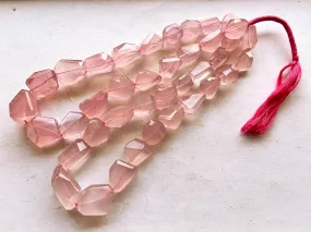 Natural Rose Quartz Faceted Tumble Shape Beads, 16 Inch