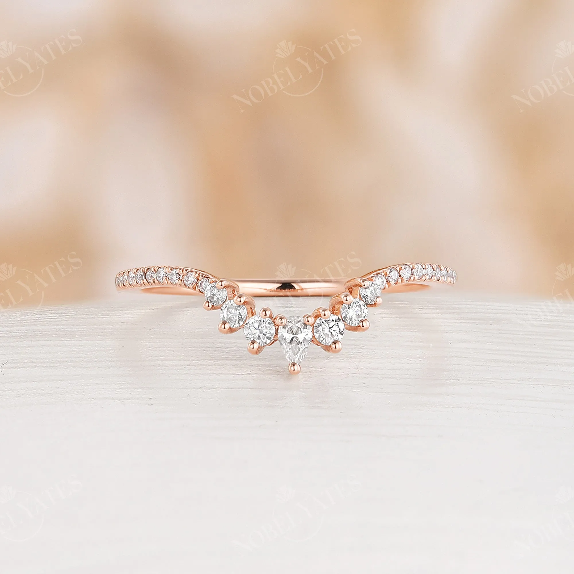 Natural Teal Sapphire Oval Rose Gold Bridal Set Curved Matching Band