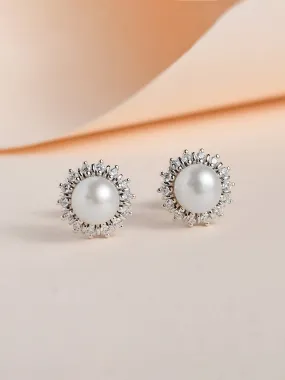 Ornate Jewels Pure Pearl Stud Earrings For Women