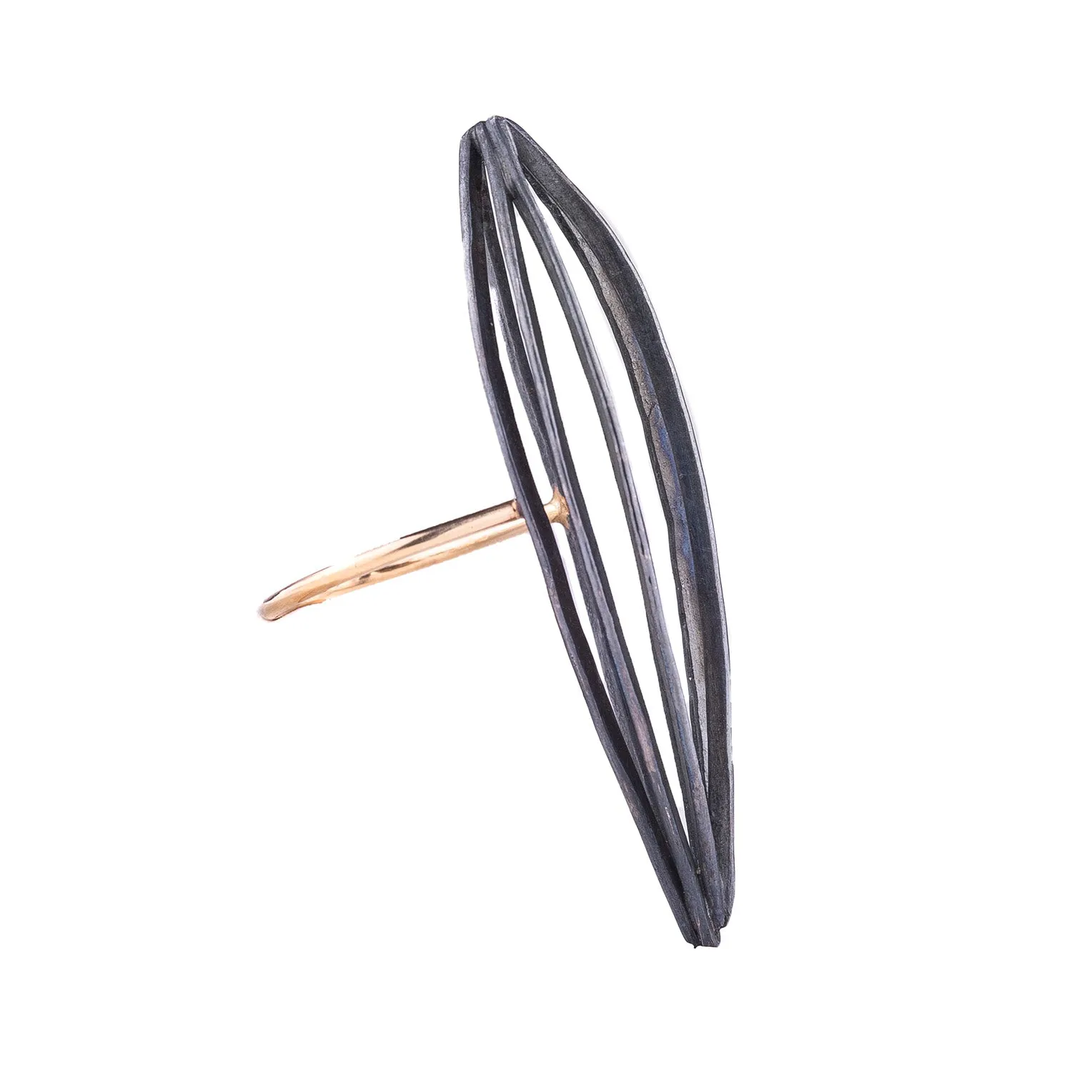 Oxidized Silver Form on 14k Gold Band by Leia Zumbro