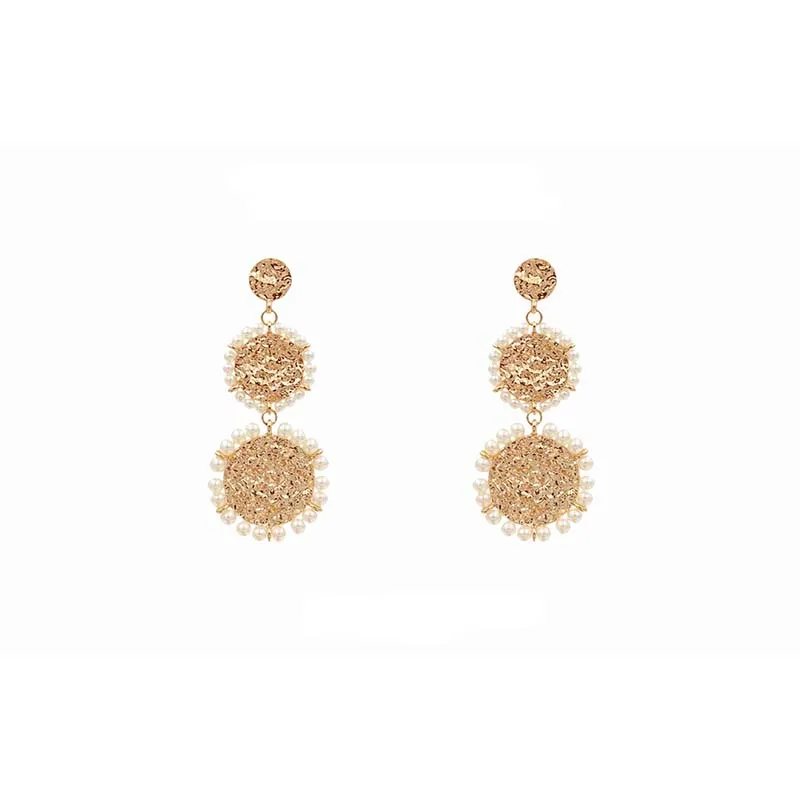 Pearl 3 Coin Earrings