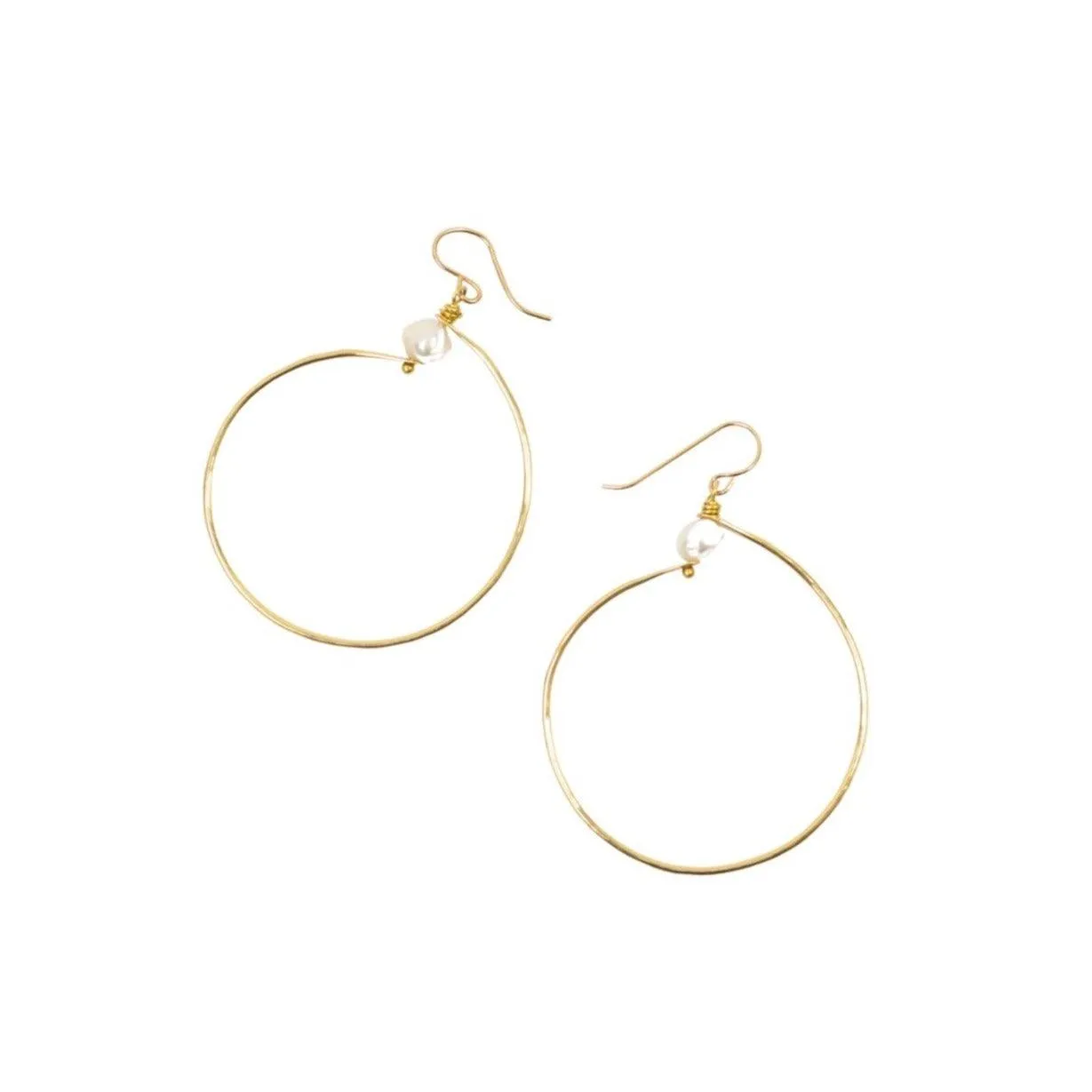 Pearl and Hoop Earrings in Brass