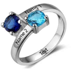 Personalized Mother's Ring 2 Stone 2 Names True Love